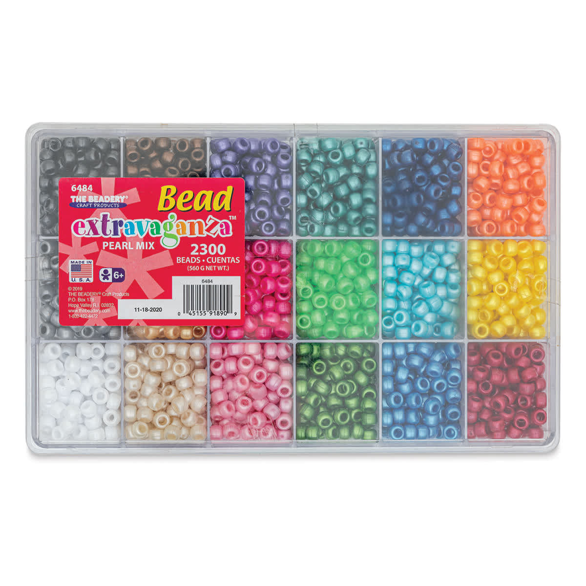 The Beadery Bead Extravaganza Box - Pearl Mix, Package of 2300 (Front of packaging, lid closed)