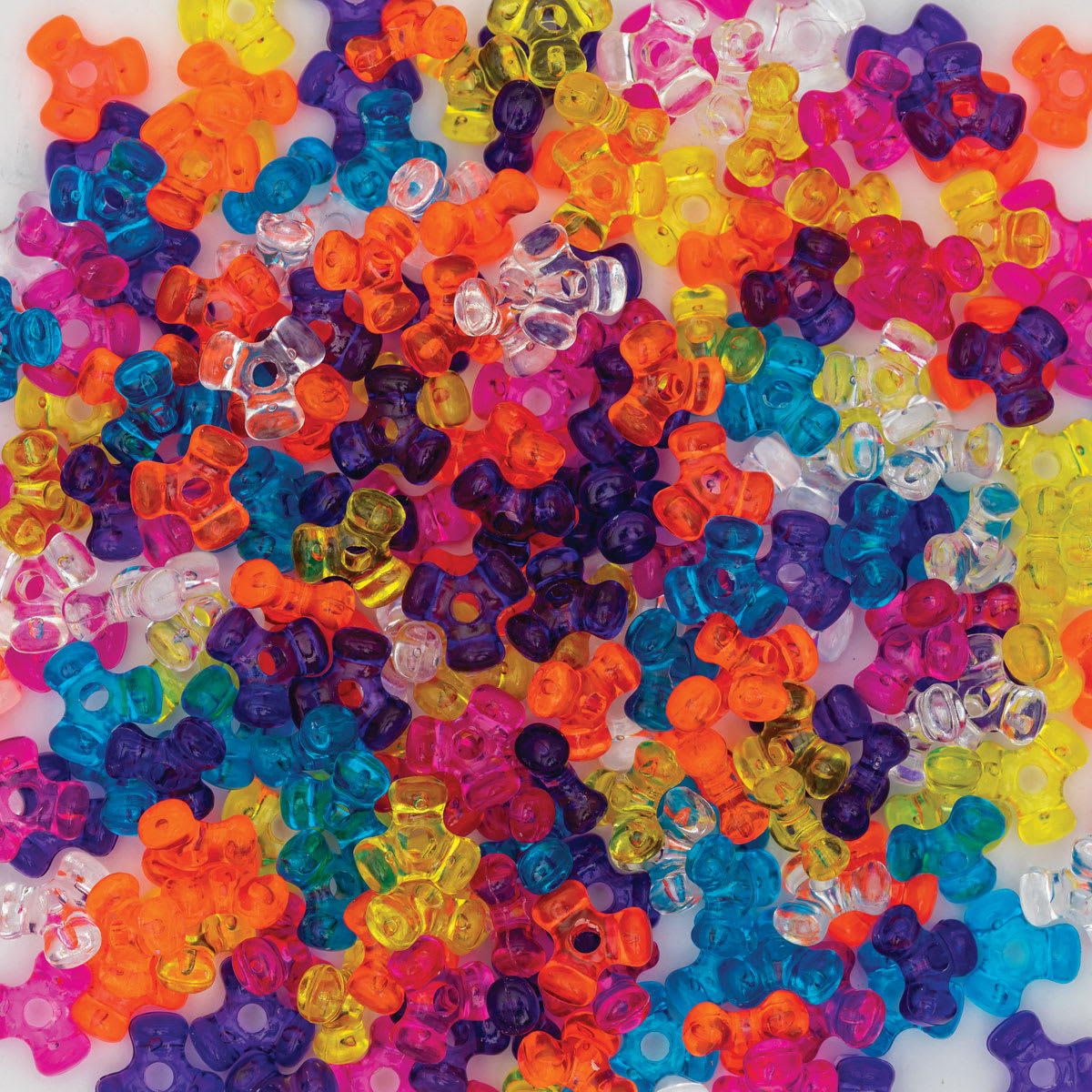 Essentials by Leisure Arts Tri-Beads - Assorted Colors, Transparent, 11 mm, Package of 225 (Close-up of beads)