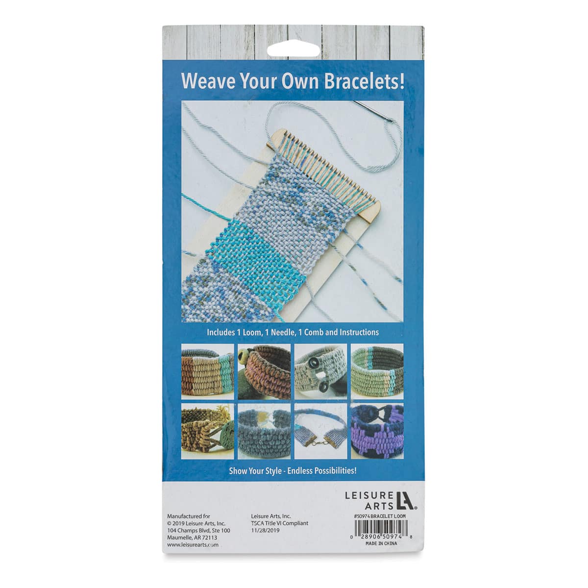 Leisure Arts Bracelet Loom (Back of packaging)