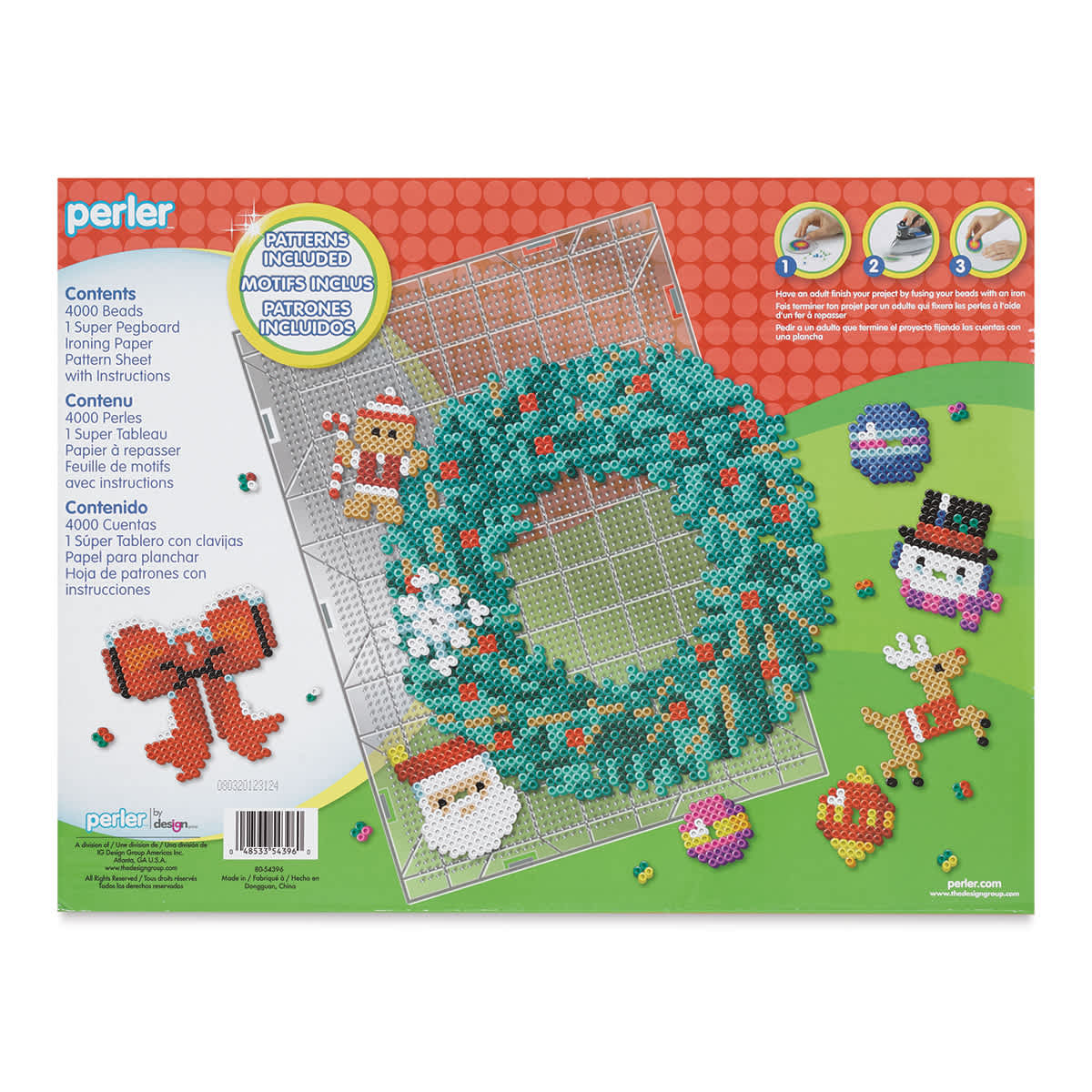 Perler Wreath Deluxe Fused Bead Kit (Back of packaging)
