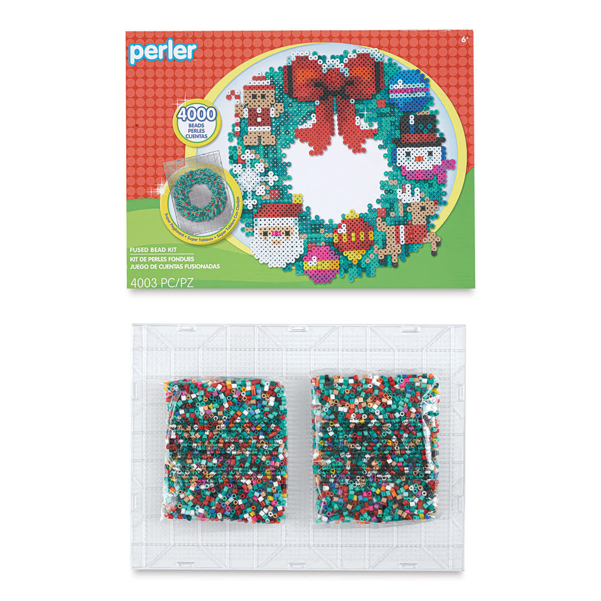 Perler Wreath Deluxe Fused Bead Kit (Kit contents shown with box)