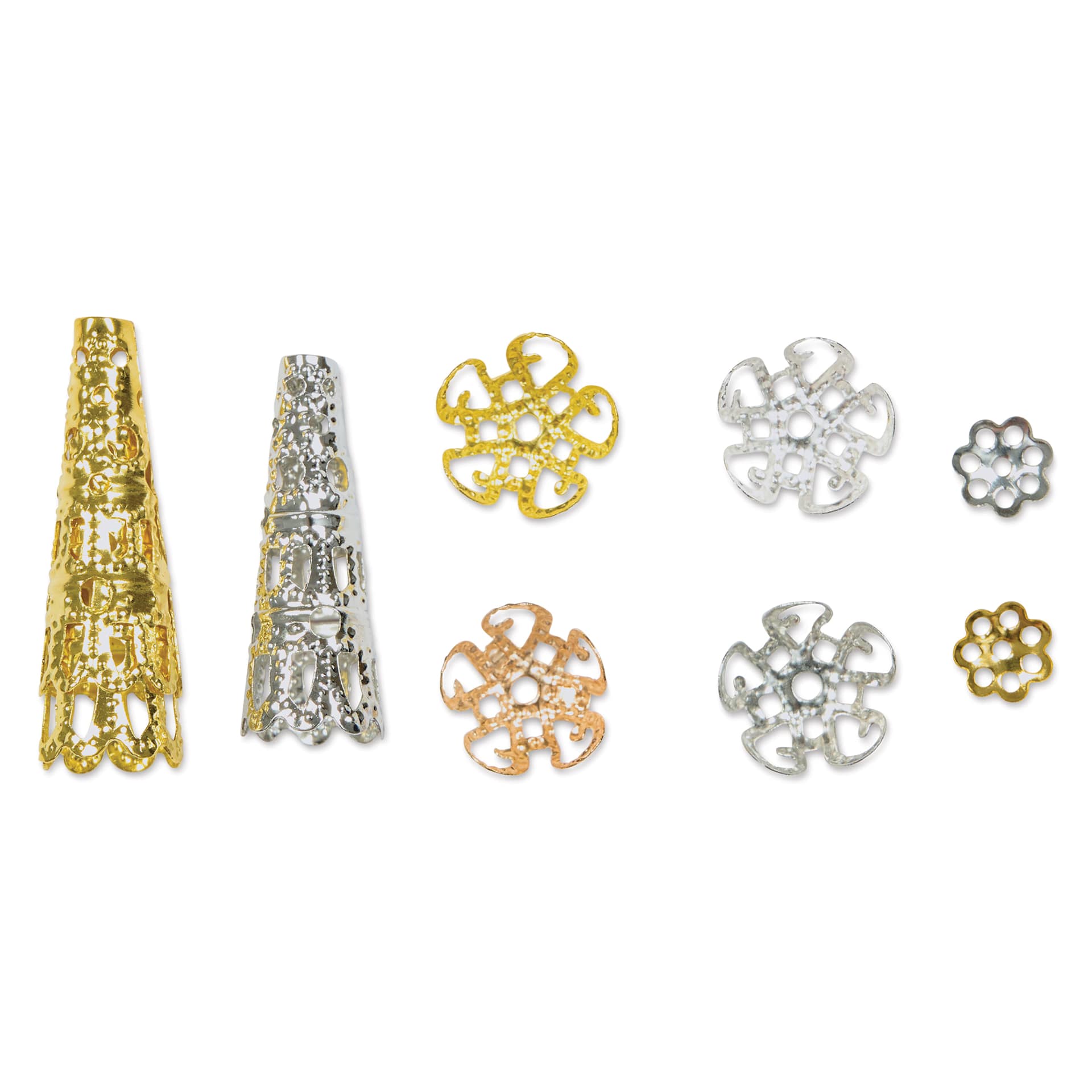 John Bead Jewelry Finding Set - Bead Caps, Assorted Colors, Package of 1020 - one of each