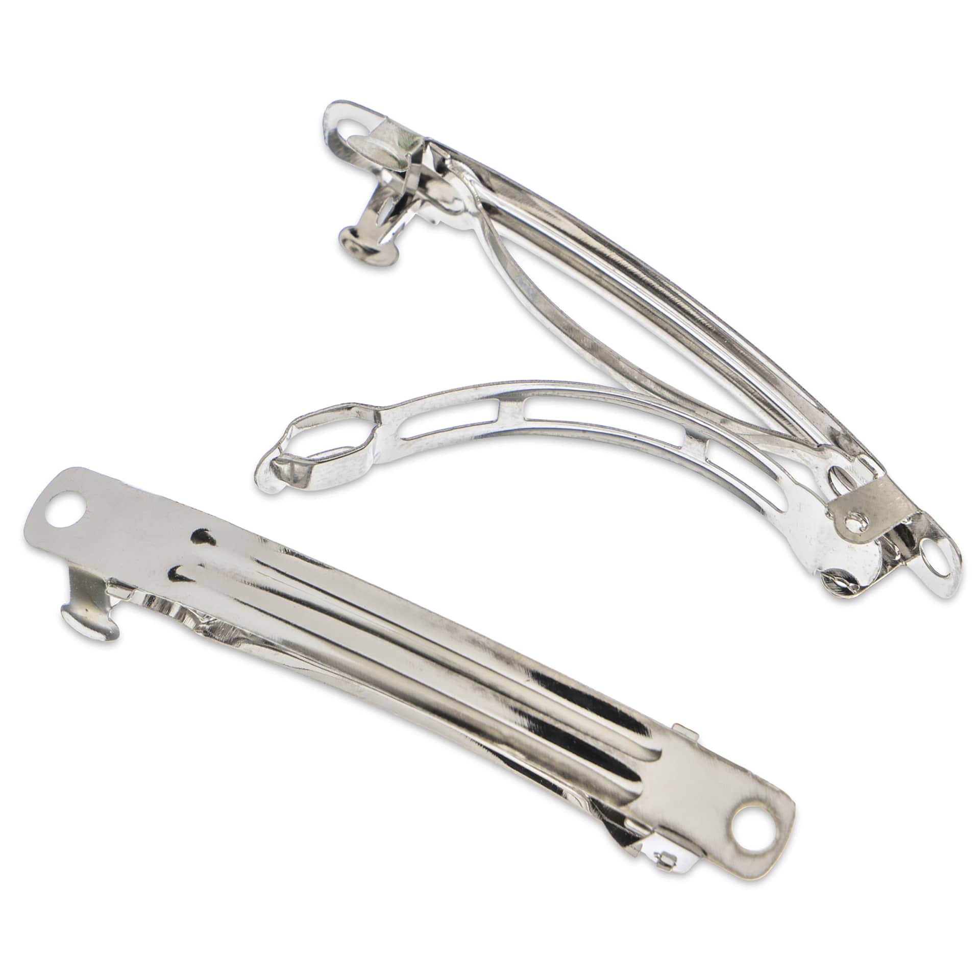 John Bead Must Have Findings Hair Barrettes - Pkg of 2, Silver, 2-3/8"