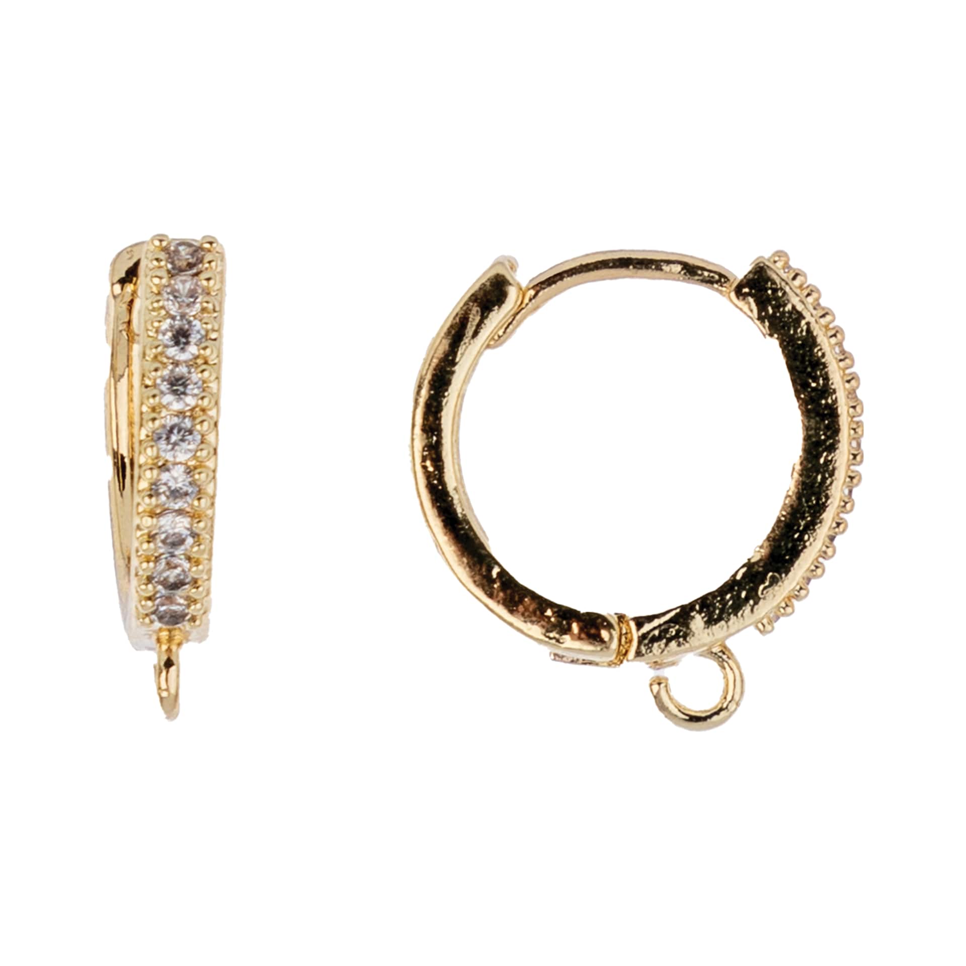 John Bead Must Have Findings Huggie Hoops - Gold, 13.5 mm x 15.5 mm