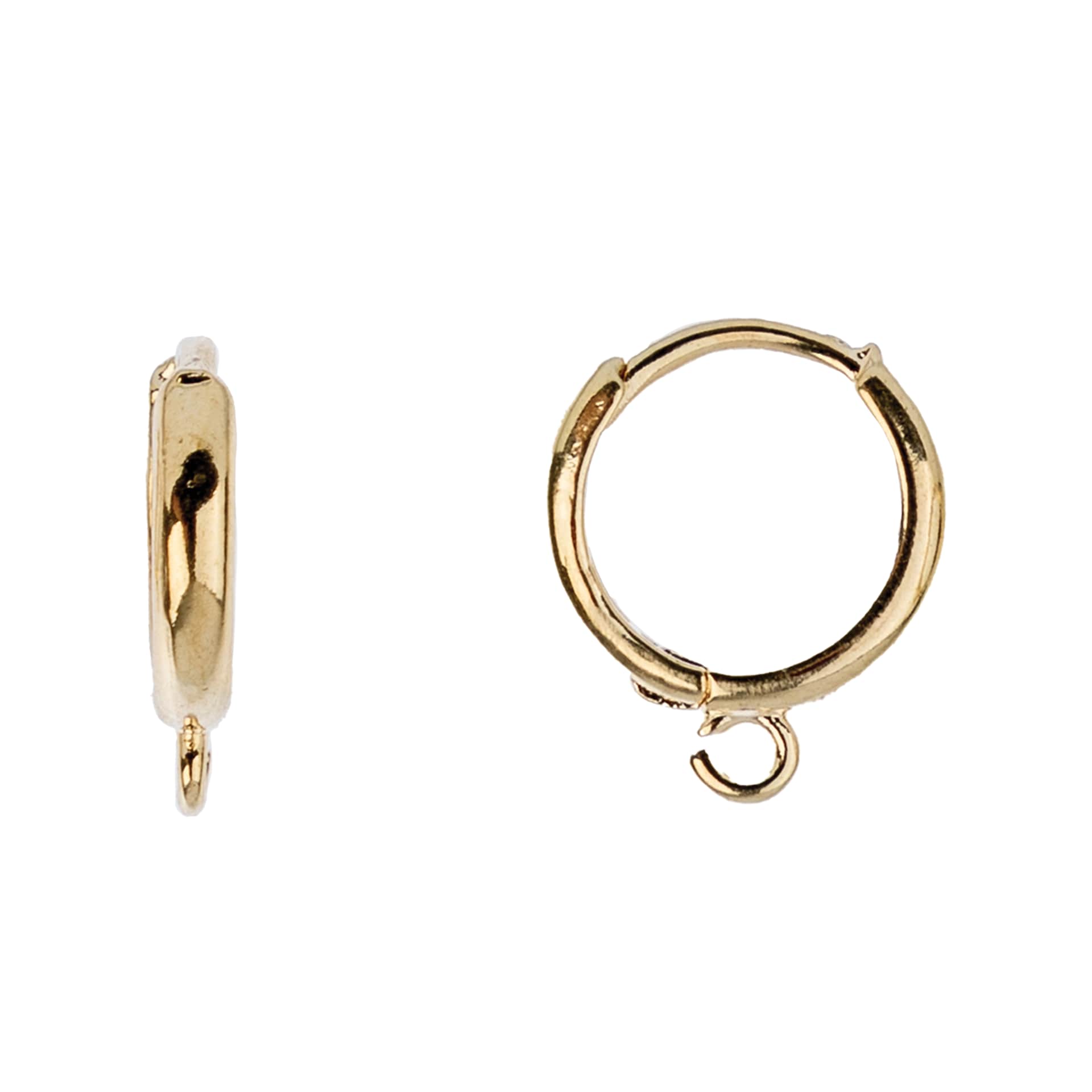 John Bead Must Have Findings Huggie Hoops - Gold, 12 mm x 13.5 mm