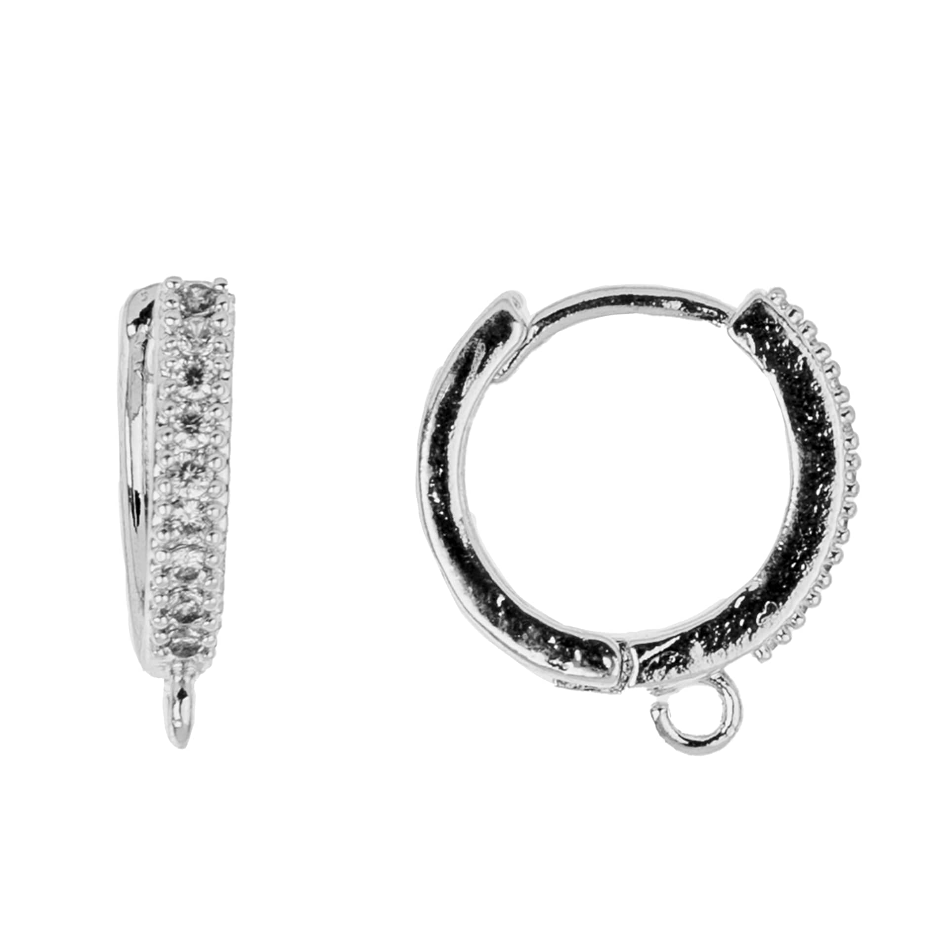 John Bead Must Have Findings Huggie Hoops - Silver, 13.5 mm x 15.5 mm