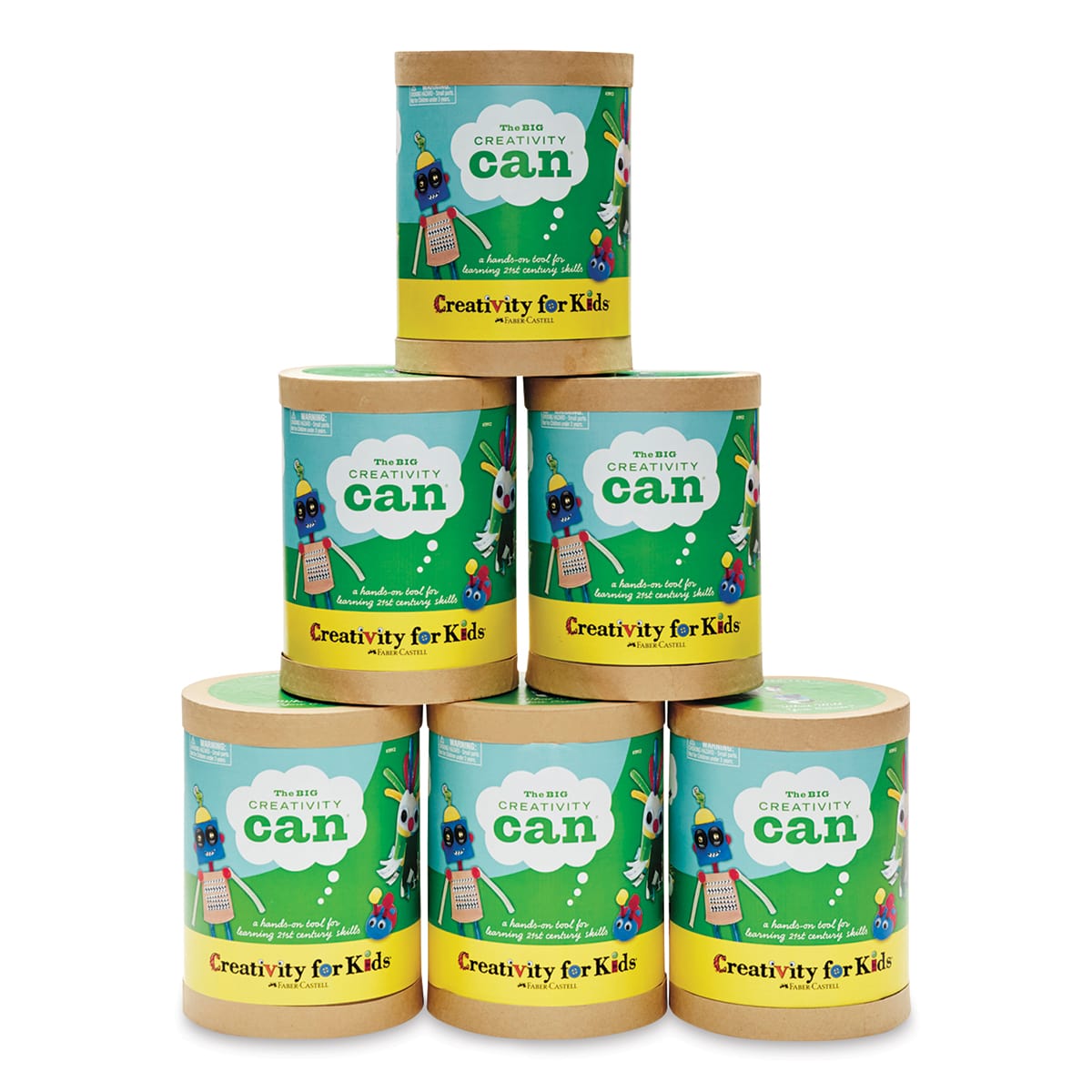 Creativity for Kids Creativity Cans - Front view of 6 stacked cans
