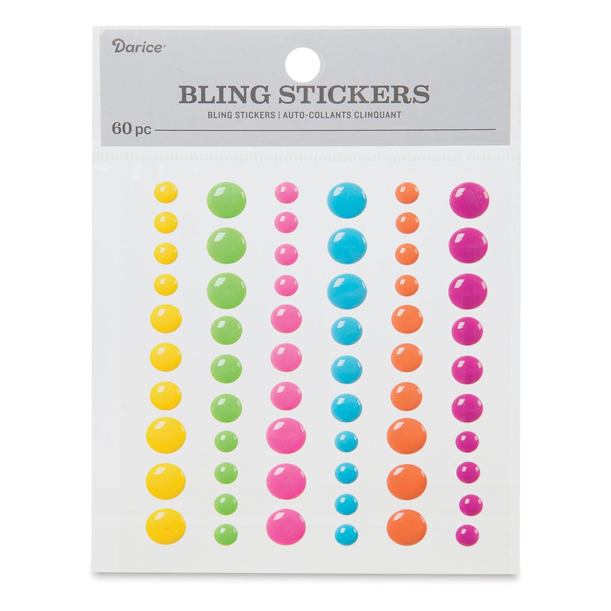 Darice Rhinestone Bling Stickers - Neon Enamel, 60 Pieces