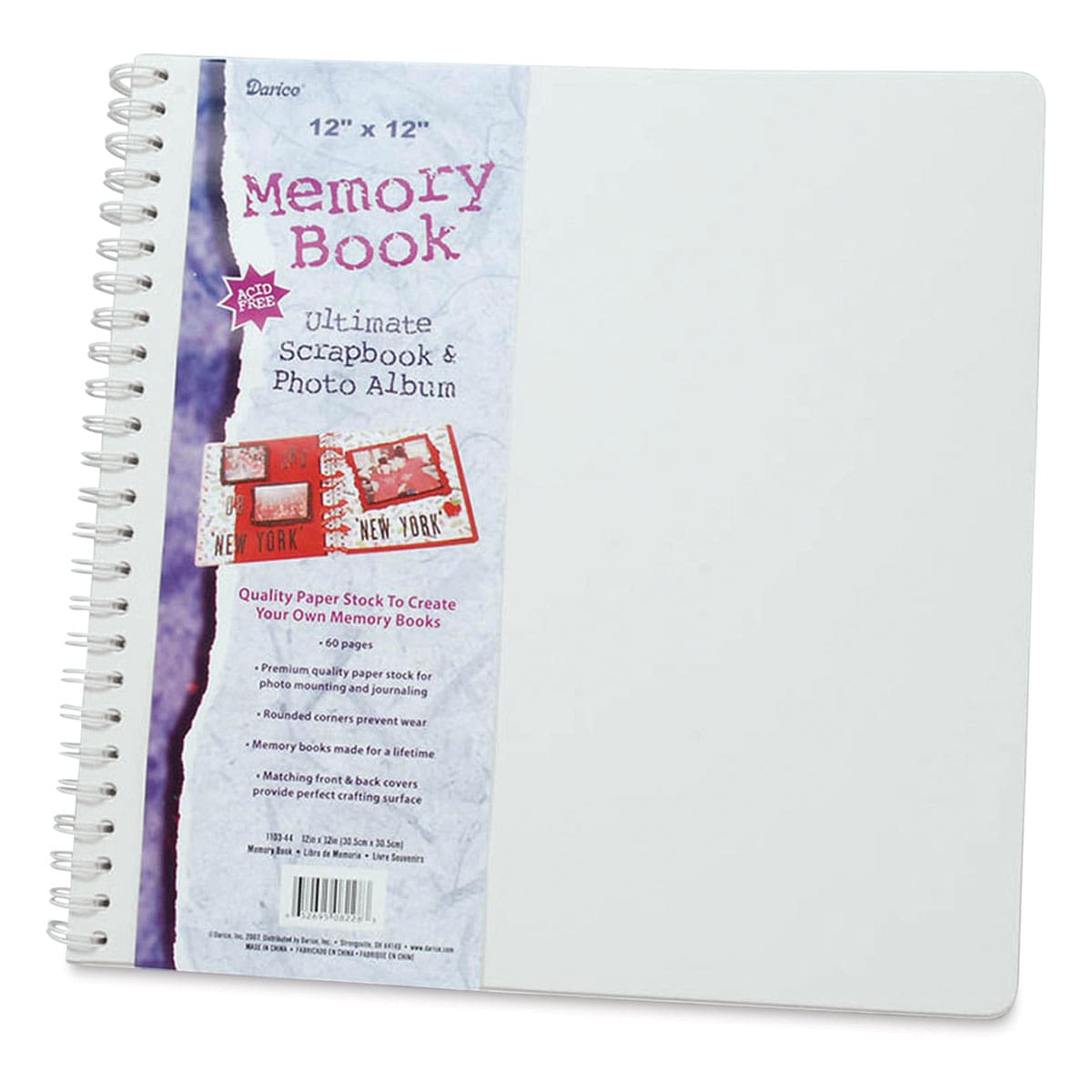 Darice Scrapbook Album - Spiral-Bound, White, 12" x 12"