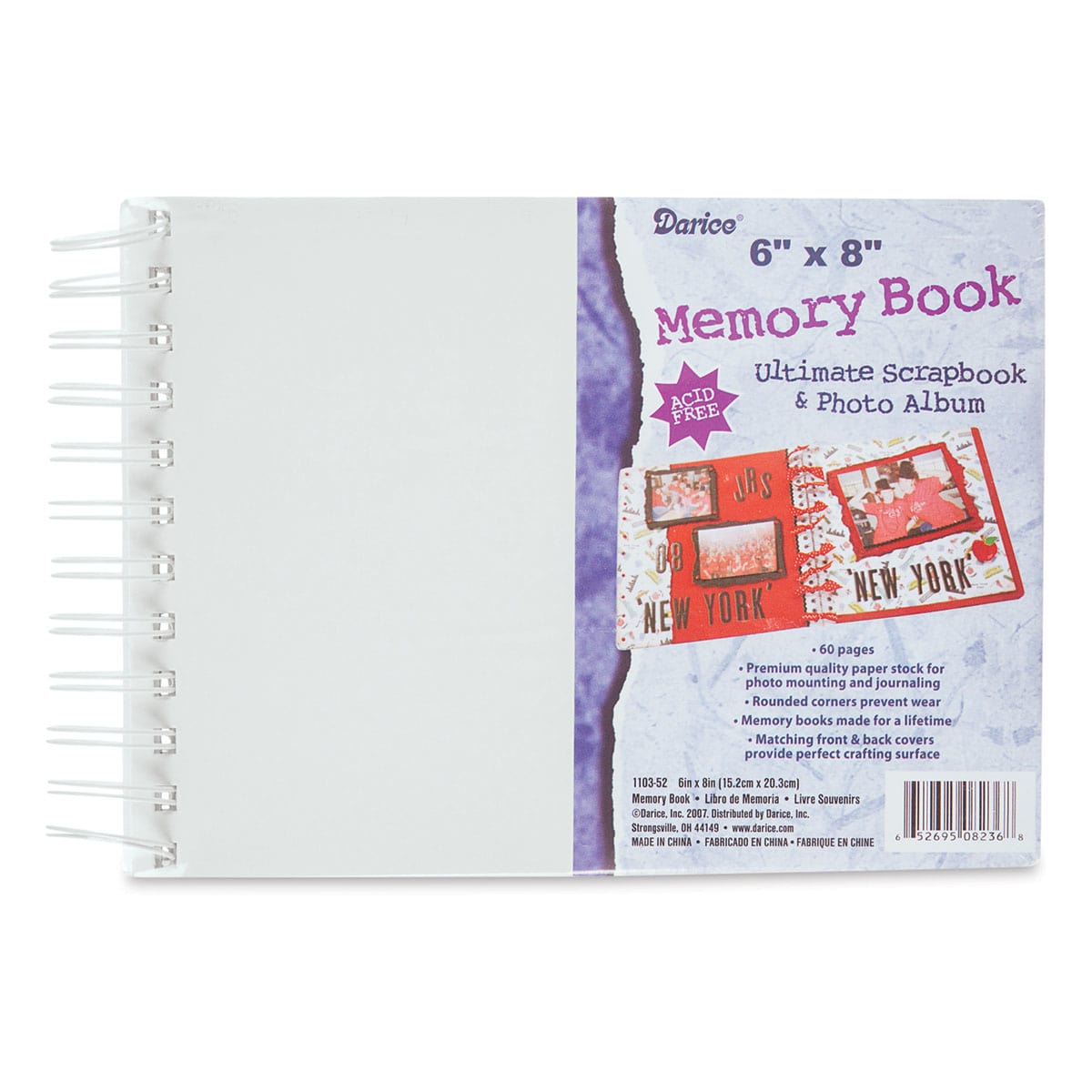 Darice Scrapbook Album - Spiral-Bound, White, 6" x 8"