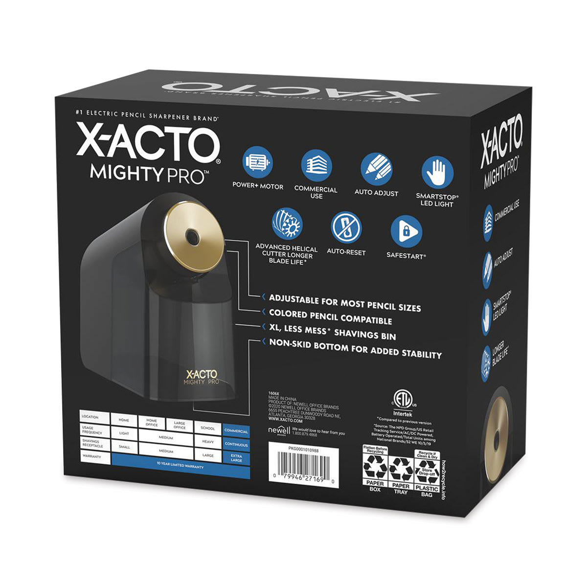 X-Acto Mighty Pro Electric Pencil Sharpener back of package
