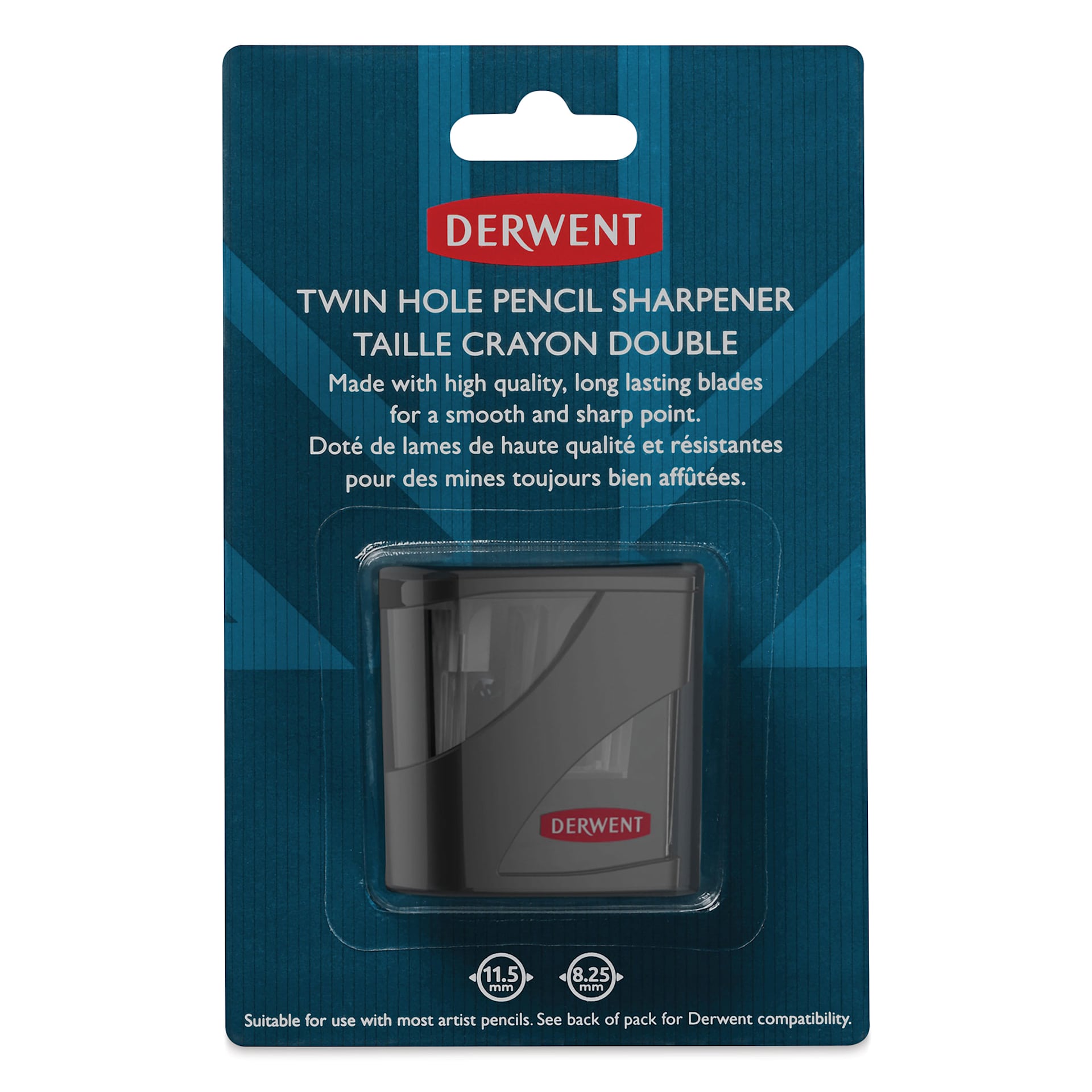 Derwent Twin Hole Sharpener (front of packaging)
Derwent Twin Hole Sharpener (front of packaging)