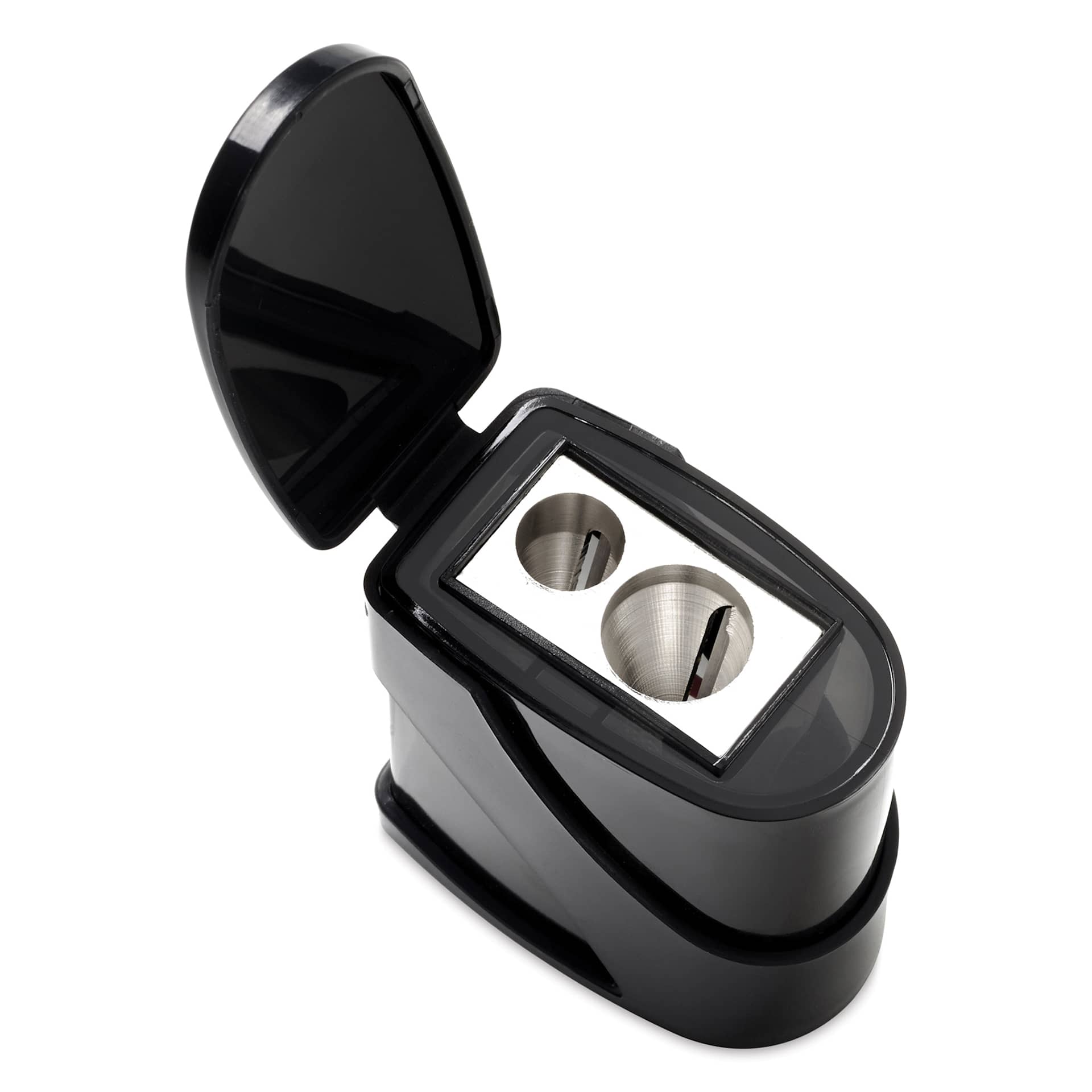 Derwent Twin Hole Sharpener (top view with lid open) Derwent Twin Hole Sharpener (top view with lid open)