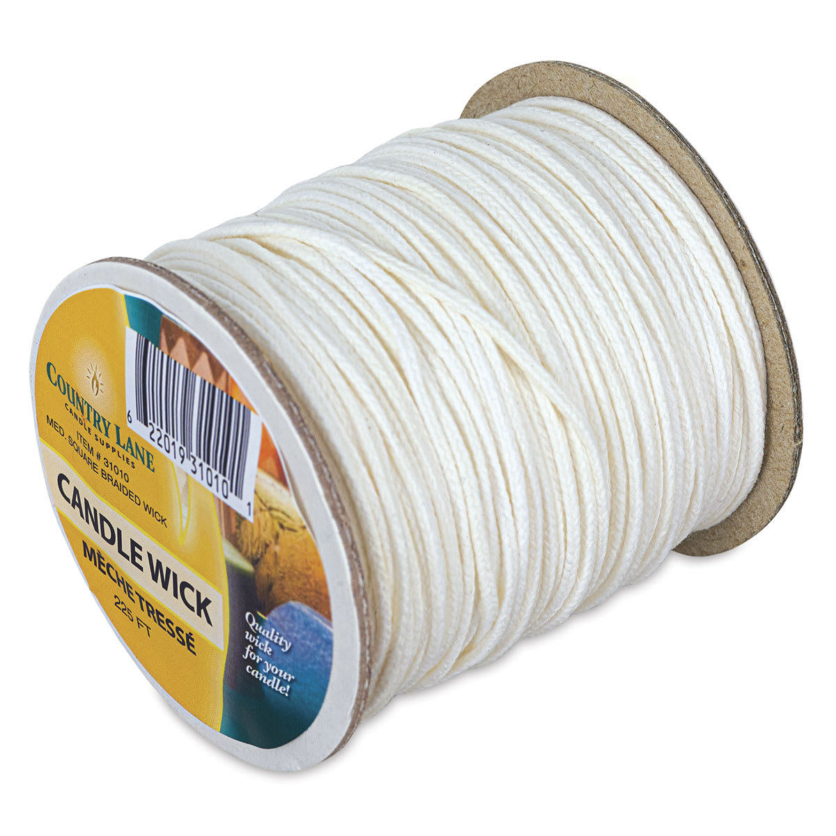 Country Lane Candle Wick Spools - Bleached Candle Wick spool on side