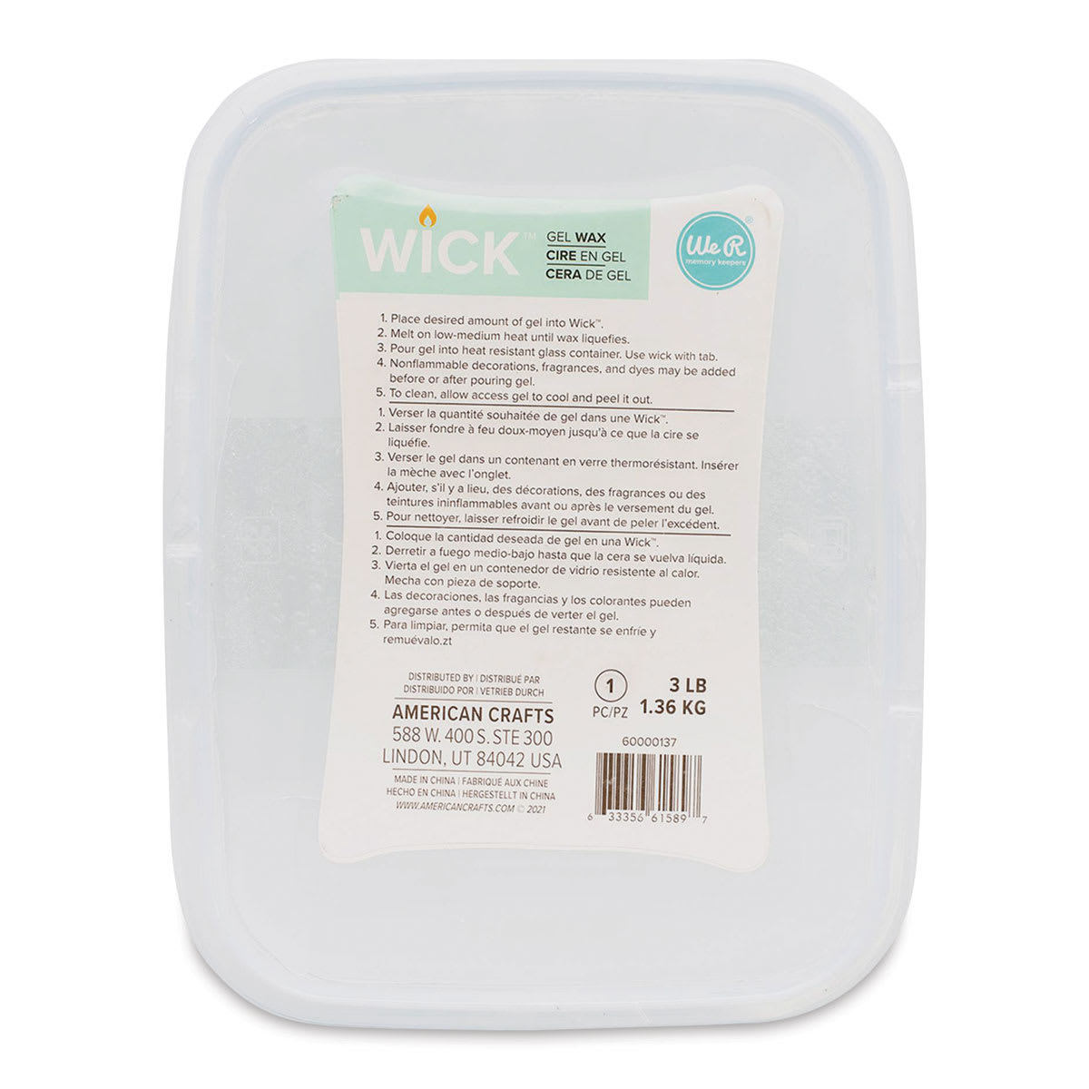 We R Memory Keepers Wick Candle Making Wax - Gel Wax, 3 lb (In packaging)