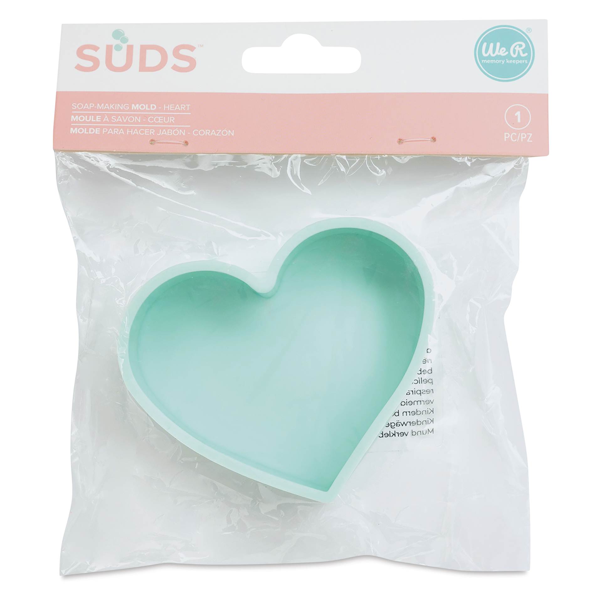We R Memory Keepers Suds Soap Making Mold - Heart front of packaging
