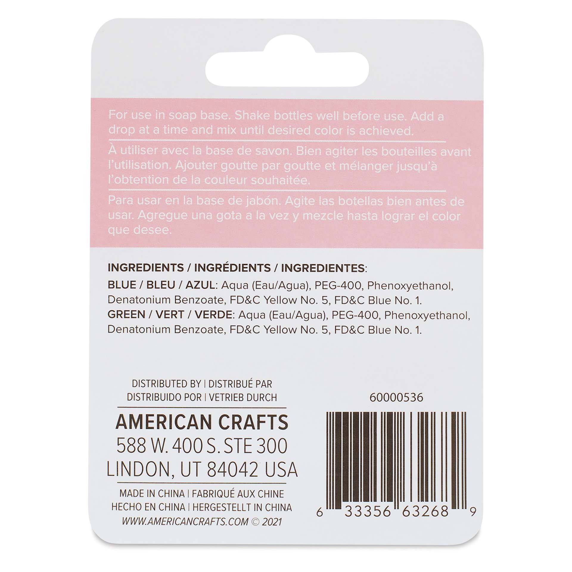 We R Memory Keepers Suds Soap Colorant - Set of 2, Cool Beach, 3 ml back of packaging