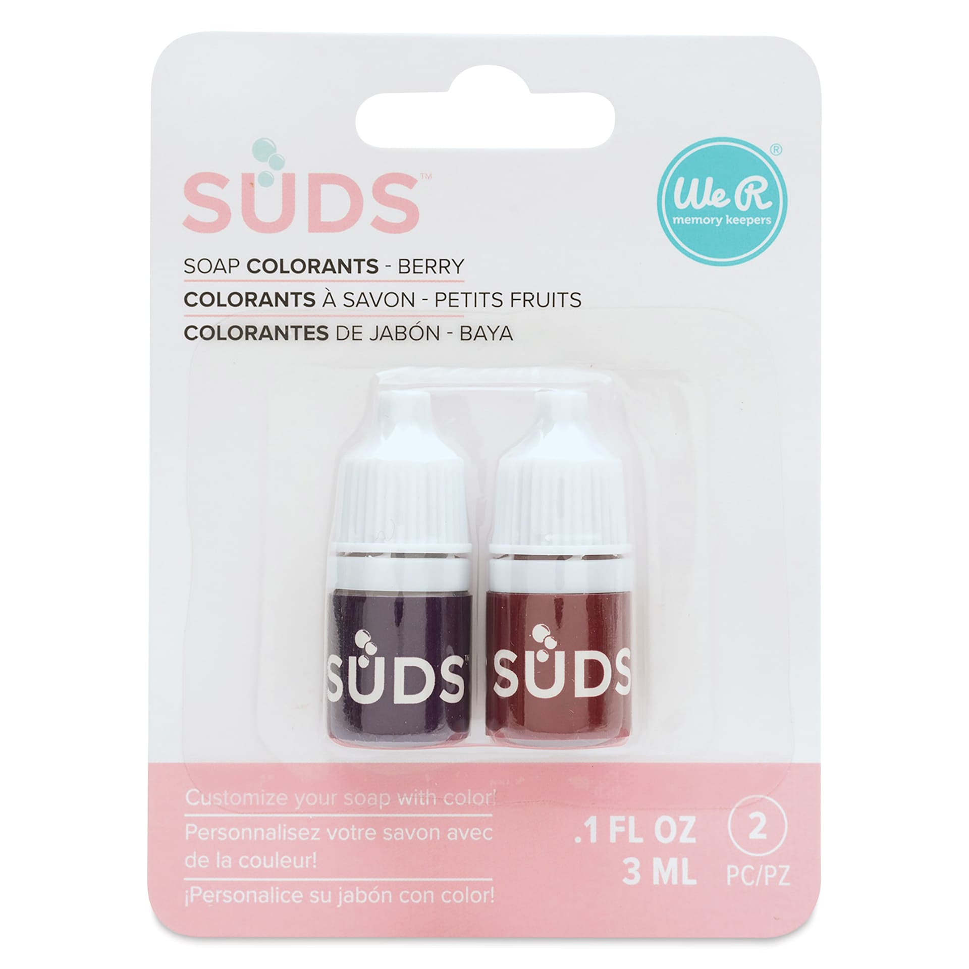 We R Memory Keepers Suds Soap Colorant - Set of 2, Berry, 3 ml front of packaging