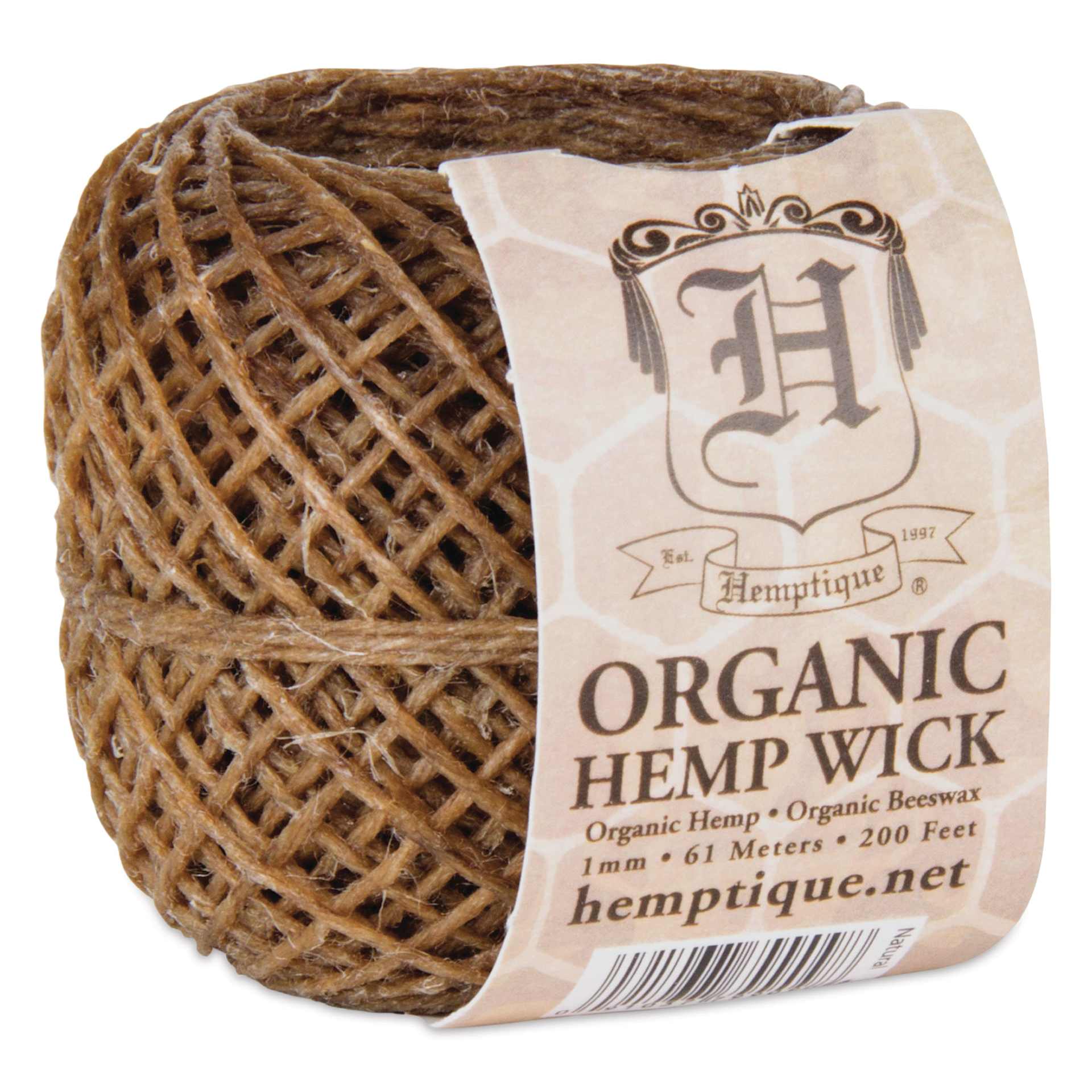 Hemptique Organic Beeswax Hemp Wick - 1 mm, 200 ft