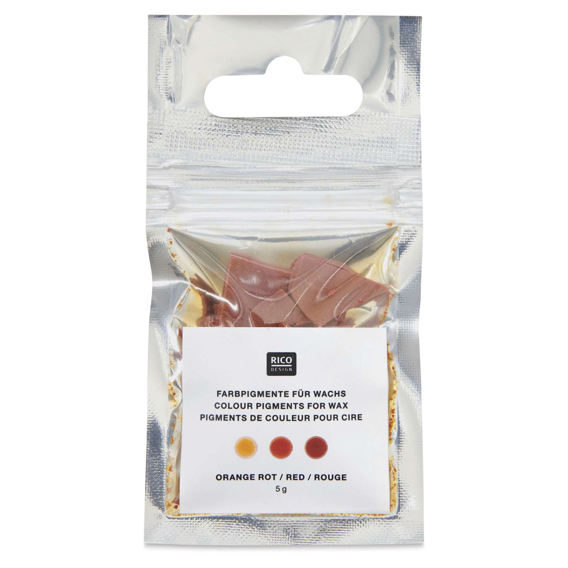 Rico Design Candle Wax Color Pigment - Orange Red - front of packaging