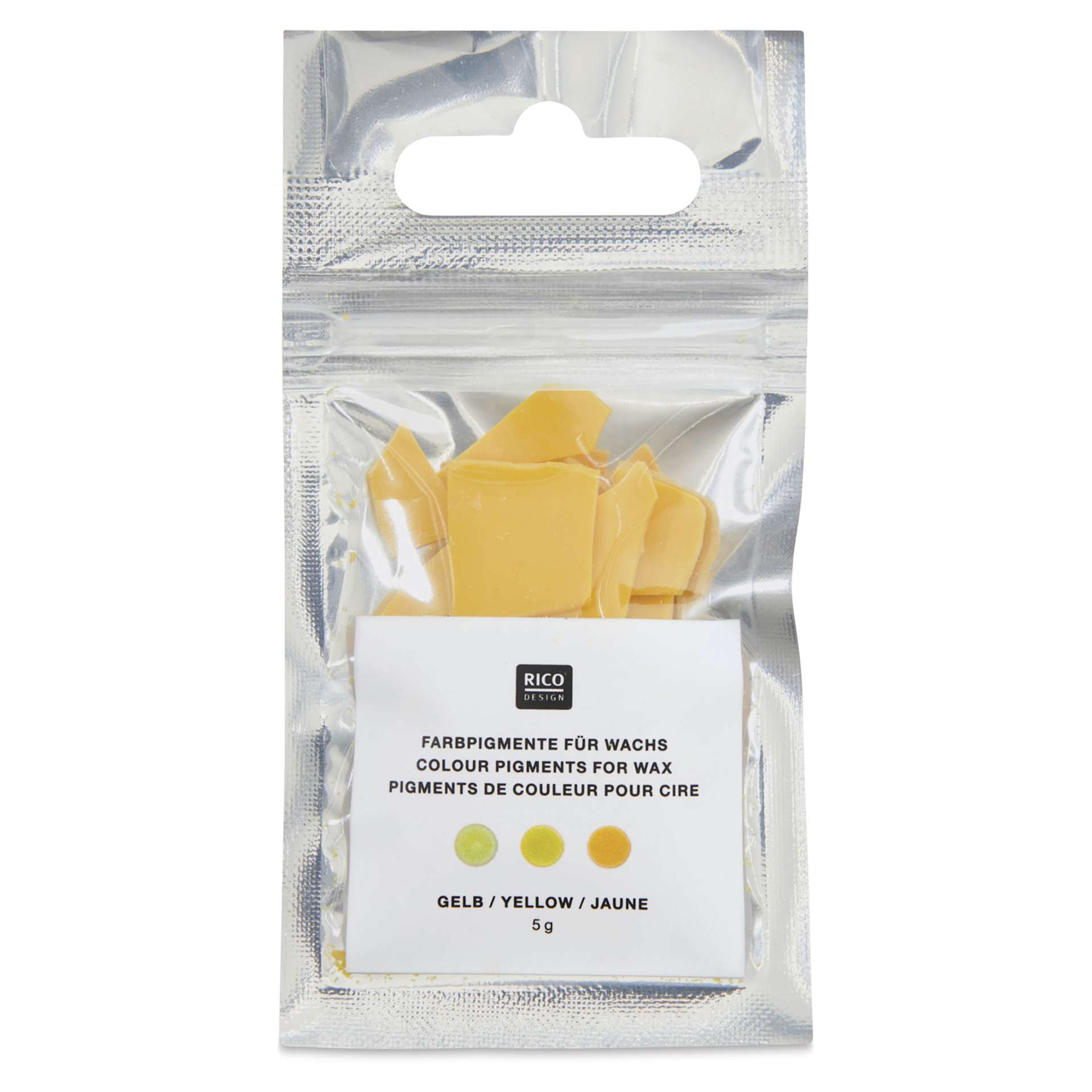 Rico Design Candle Wax Color Pigment - Yellow - front of packaging