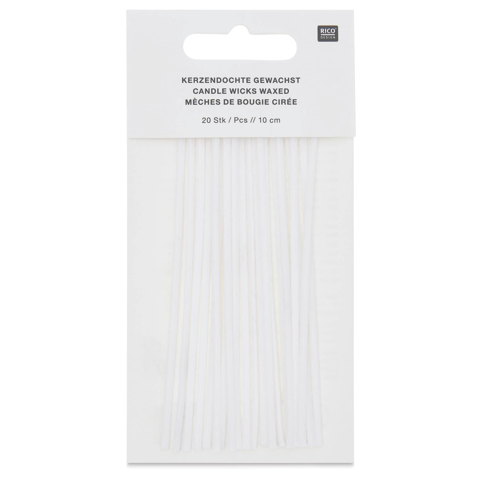 Rico Design Waxed Candle Wicks - Pkg of 20, 10 cm - front of packaging