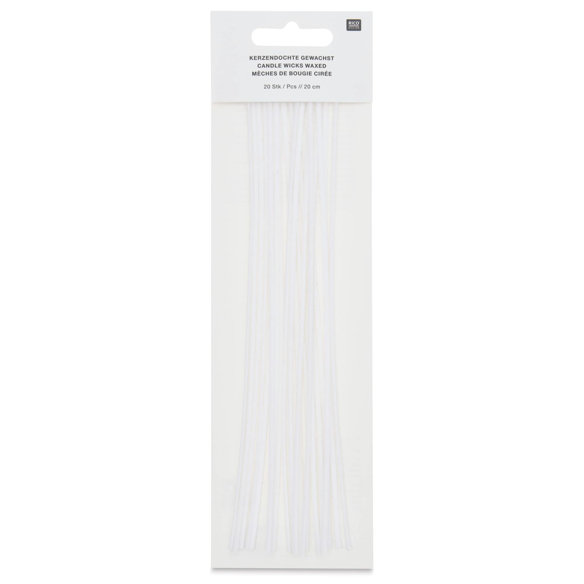 Rico Design Waxed Candle Wicks - Pkg of 20, 10 cm - front of packaging