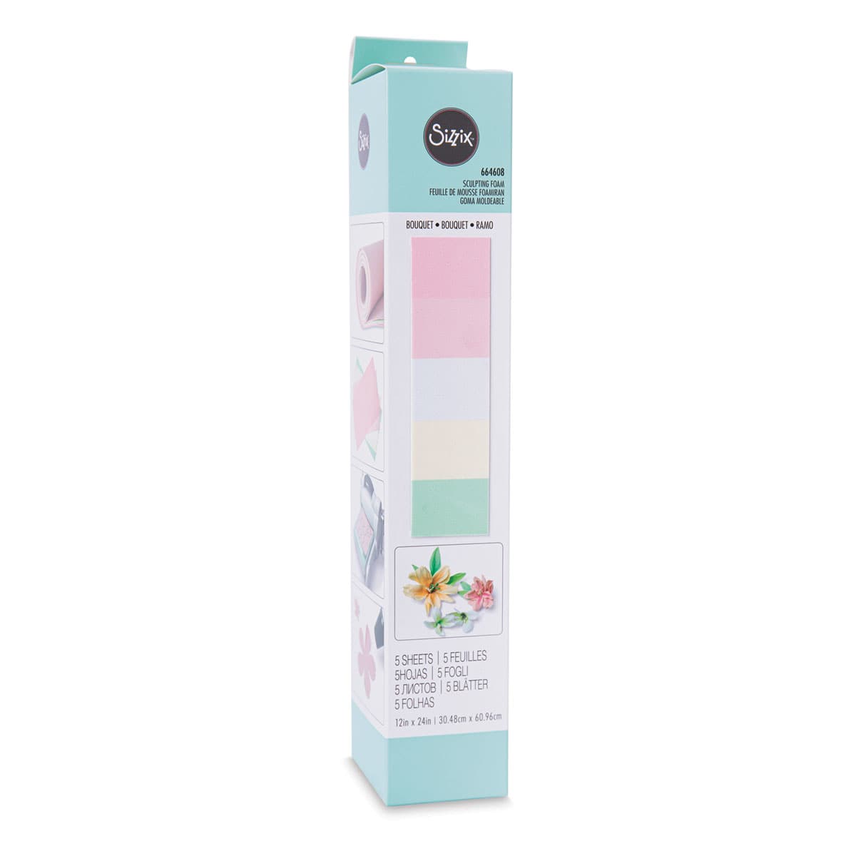 Sizzix Sculpting Foam - front of Bouquet package, showing colors and finished art