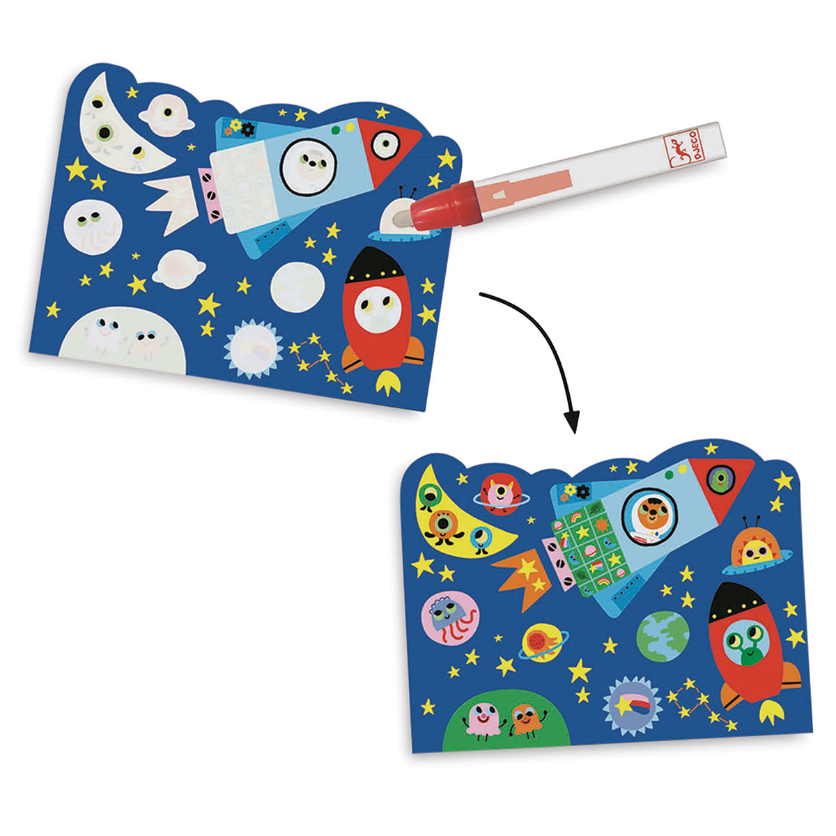 Djeco Petit Gift Paint with Water Kits- Hidden Sky