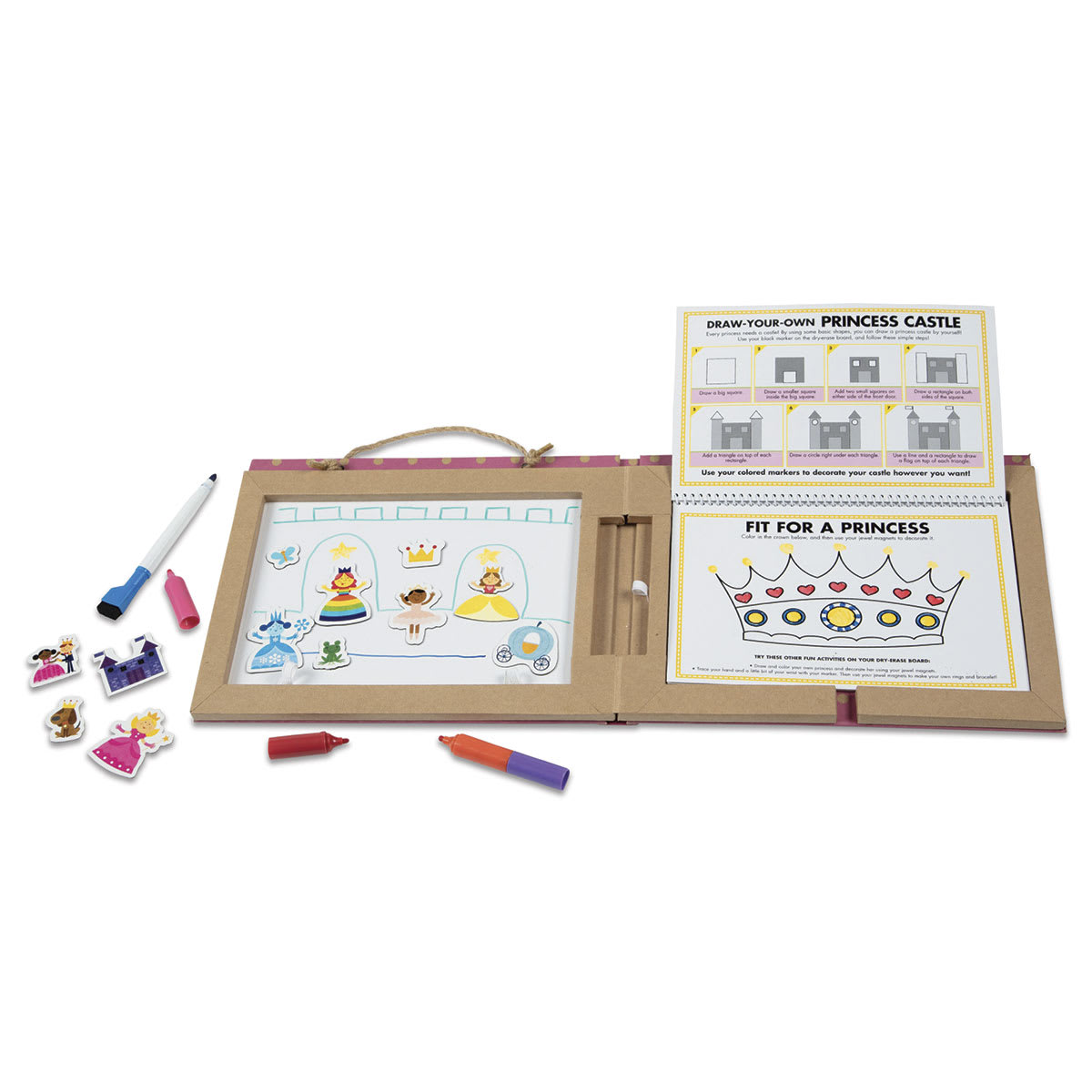 Reusable Drawing & Magnet Kits - Components of Princess Kit with open Case