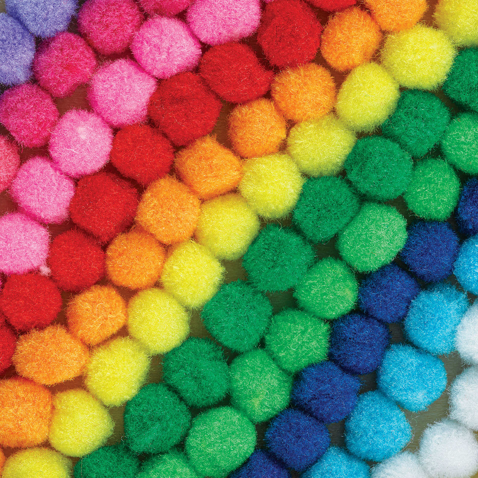 Assorted Poms - Multicolor (poms arranged into a rainbow pattern)