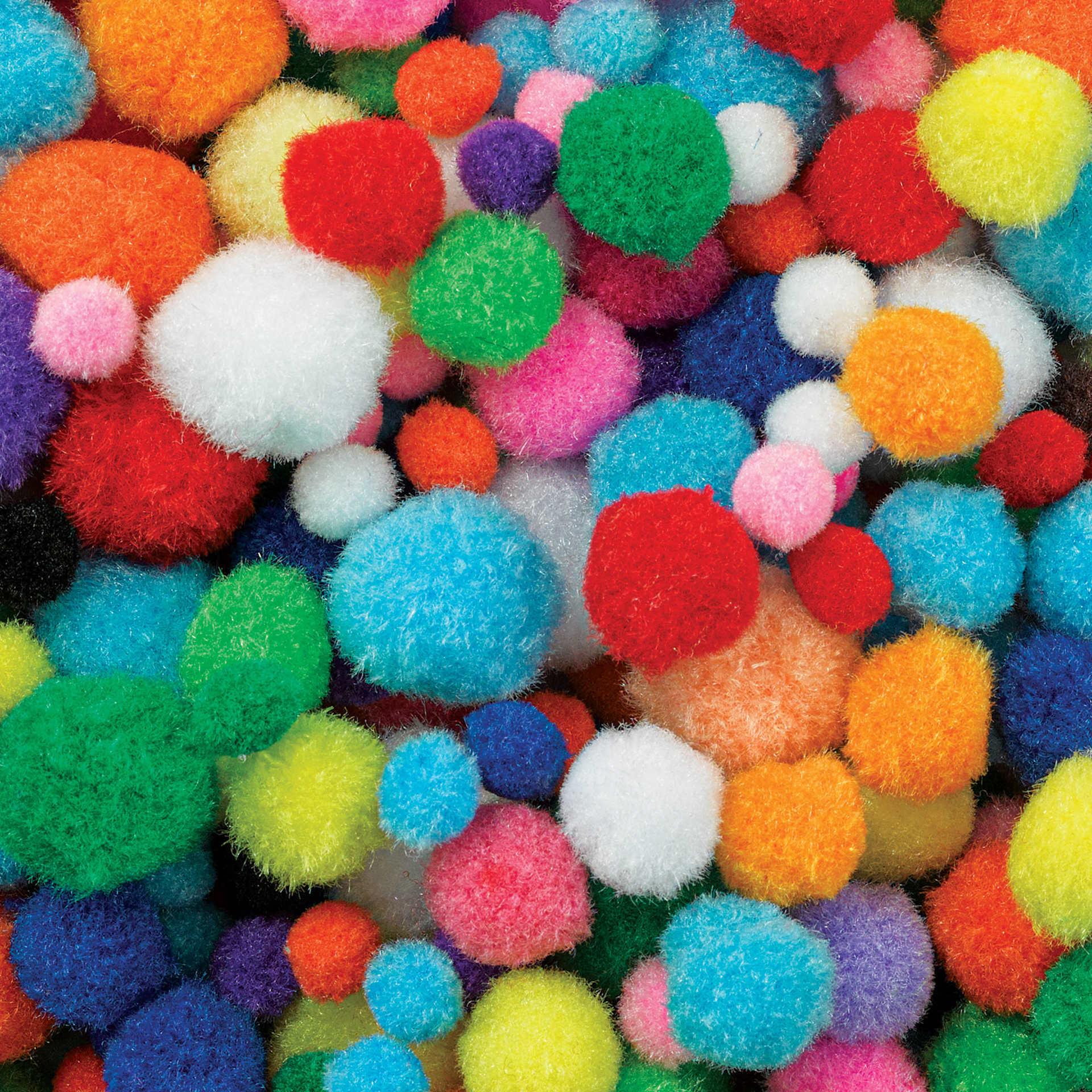 Assorted Poms - Multicolor (close-up of the assorted pile of poms)