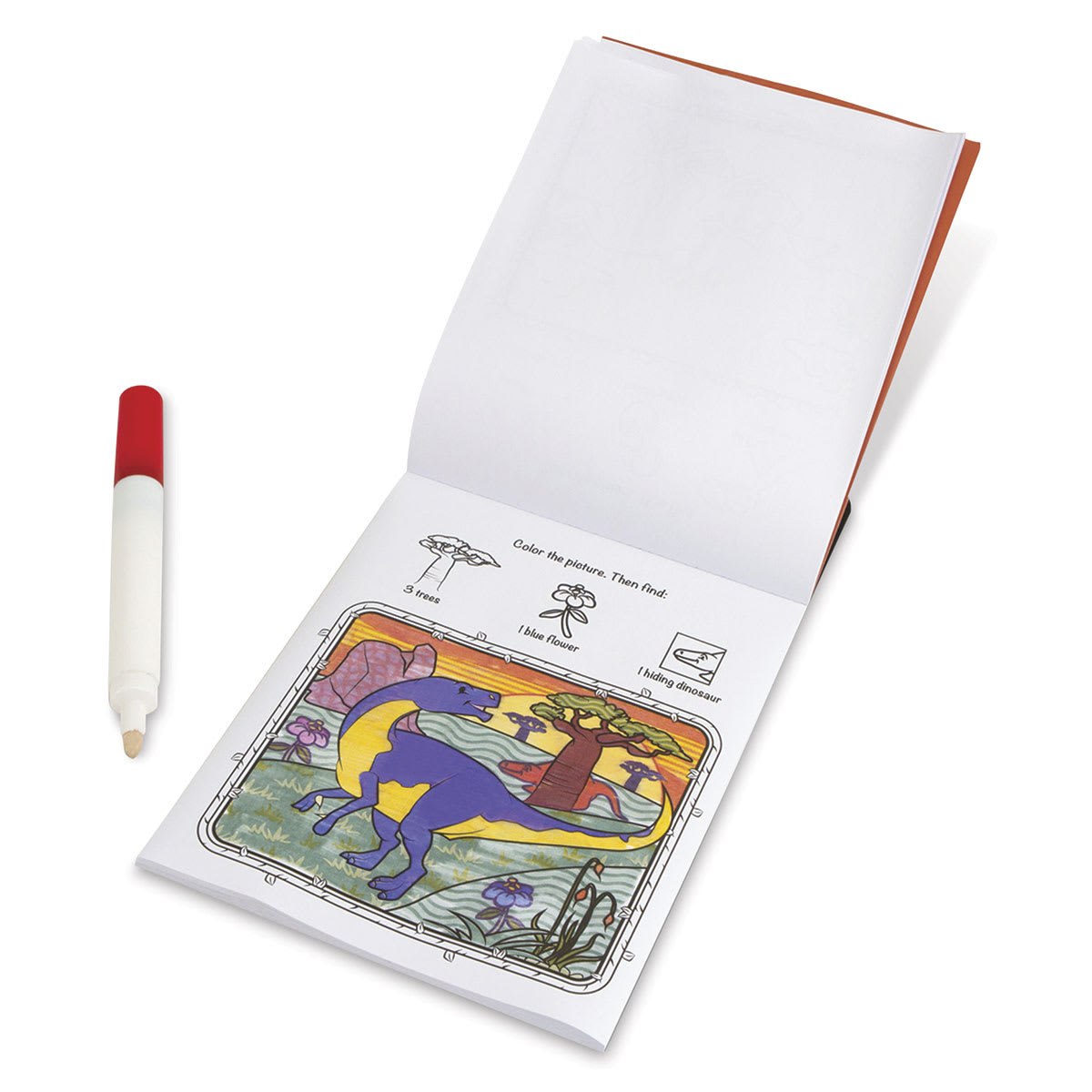 Melissa & Doug On the Go ColorBlast! Activity Book - Dinosaur - Coloring page shown with pen 