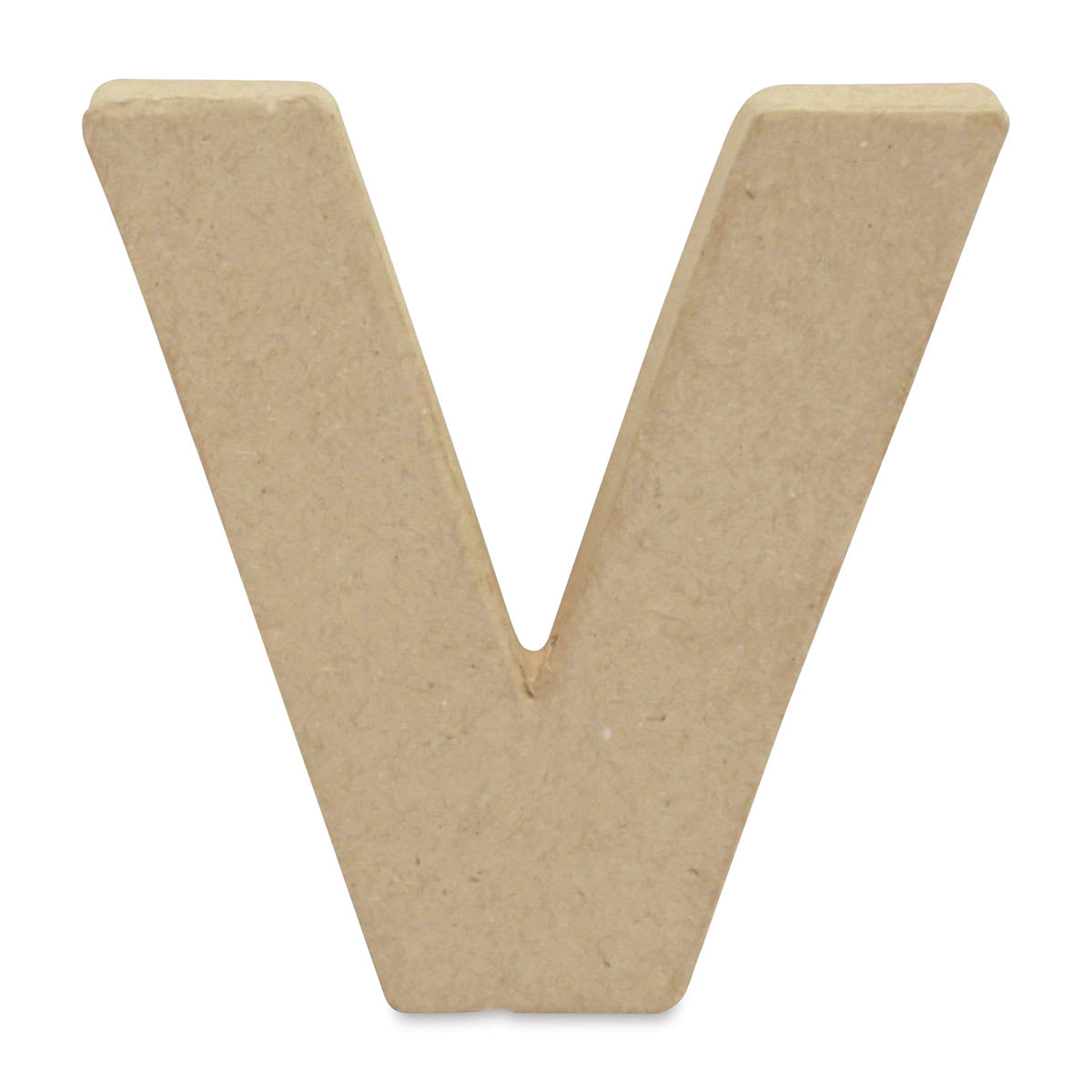 DecoPatch Paper Mache Small Kraft Letter - V, Lowercase, 3-2/5" W x 3-2/5" H x 1/2" D