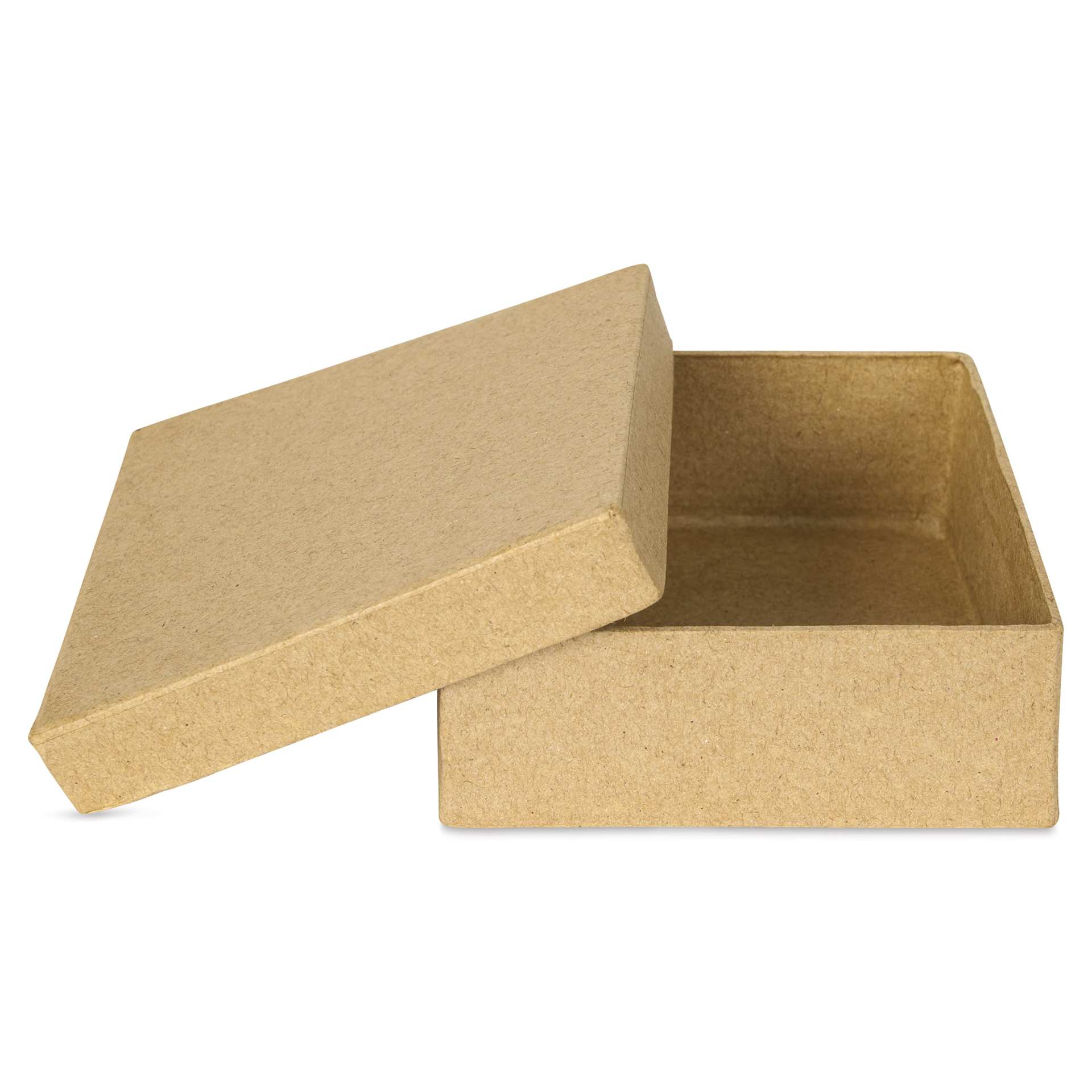 DecoPatch Paper Mache Box - Square, 3.9" x 3.9" x 1.4"