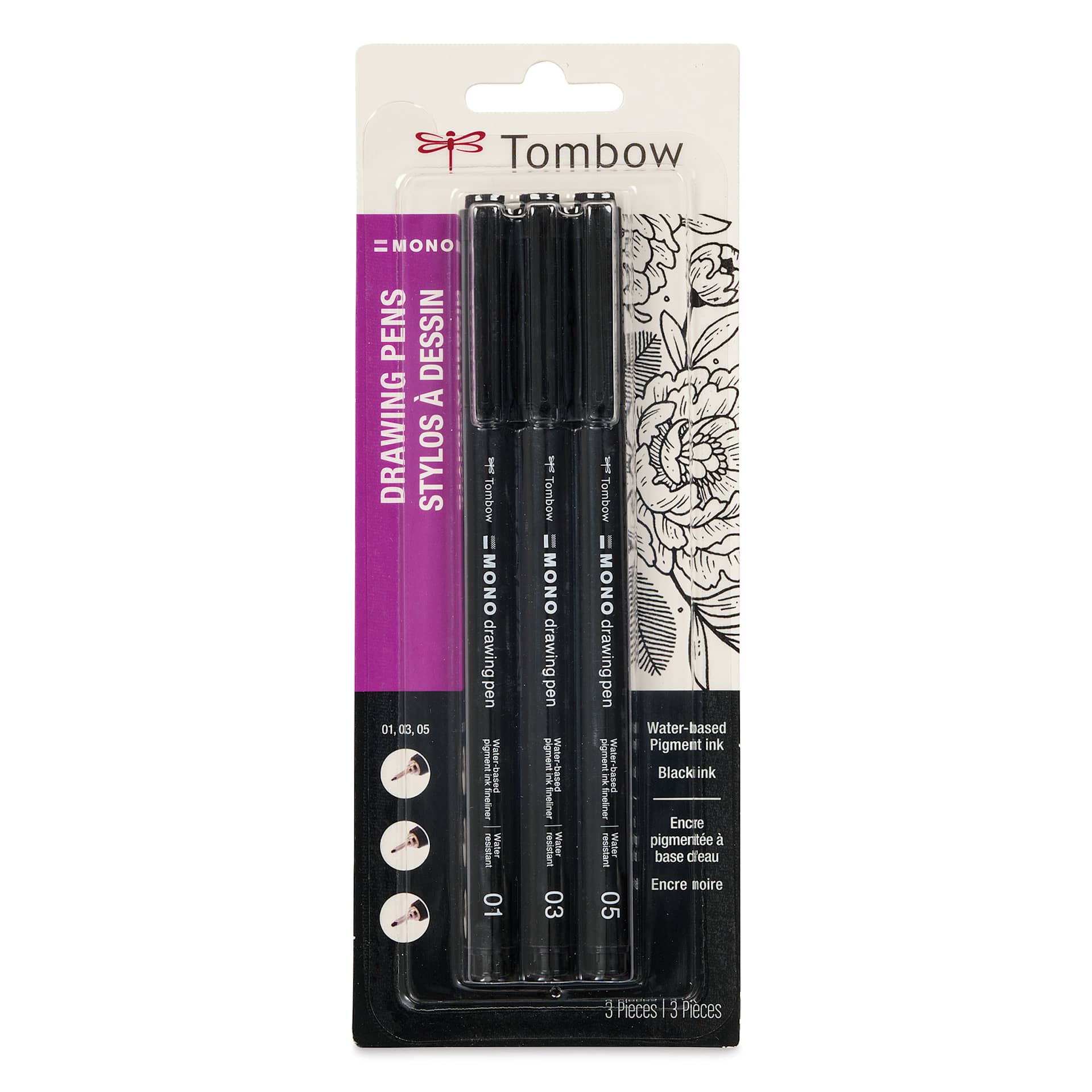 Tombow Mono Drawing Pens - Set of 3, front of the packaging