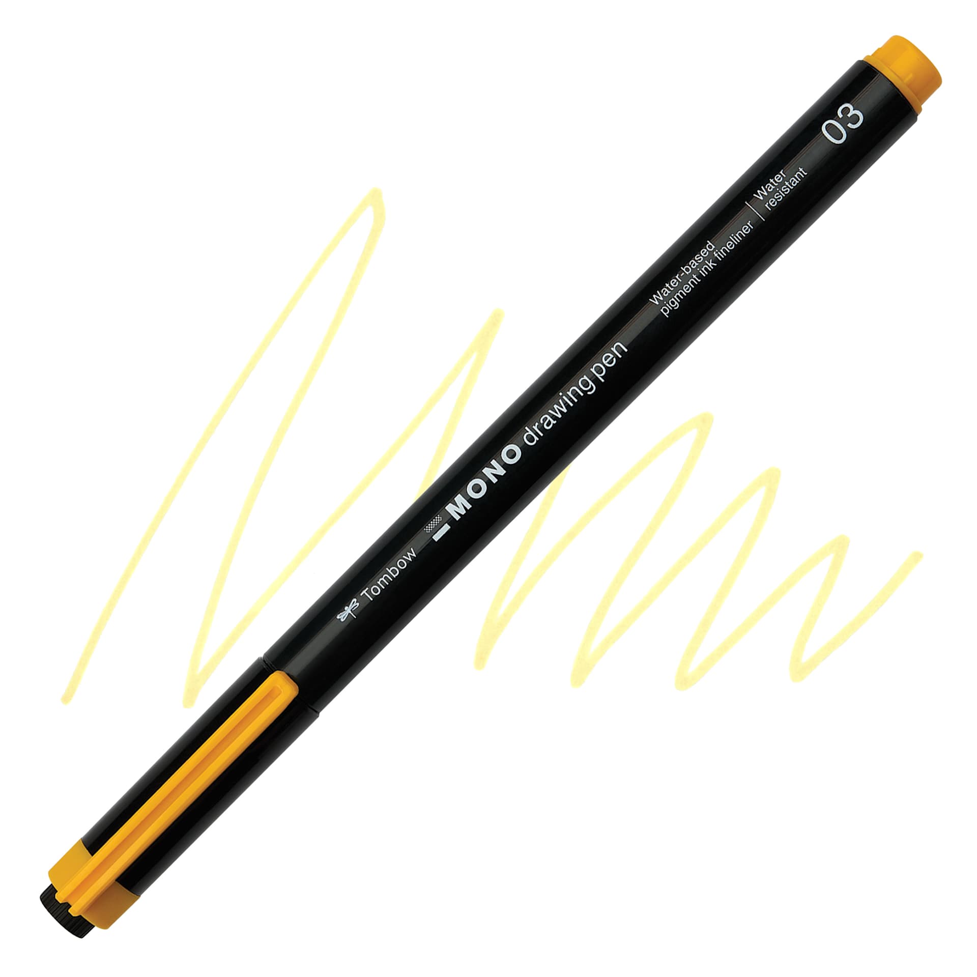 Tombow Mono Drawing Pen - Yellow, swatch and pen
