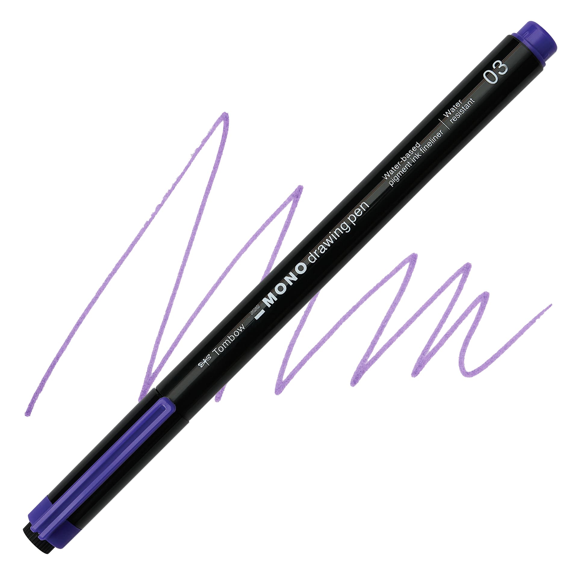 Tombow Mono Drawing Pen - Purple, 03, swatch and pen