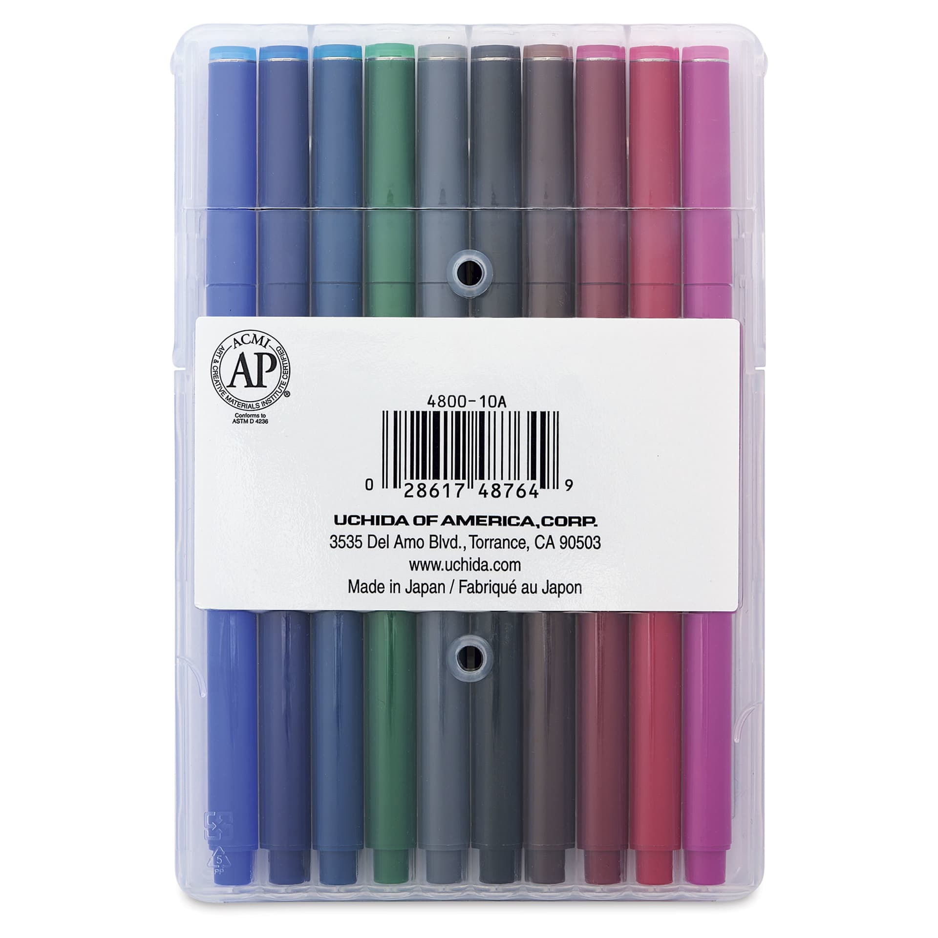 Marvy Uchida LePen Flex Marker - Set of 10, Primary, back of the packaging