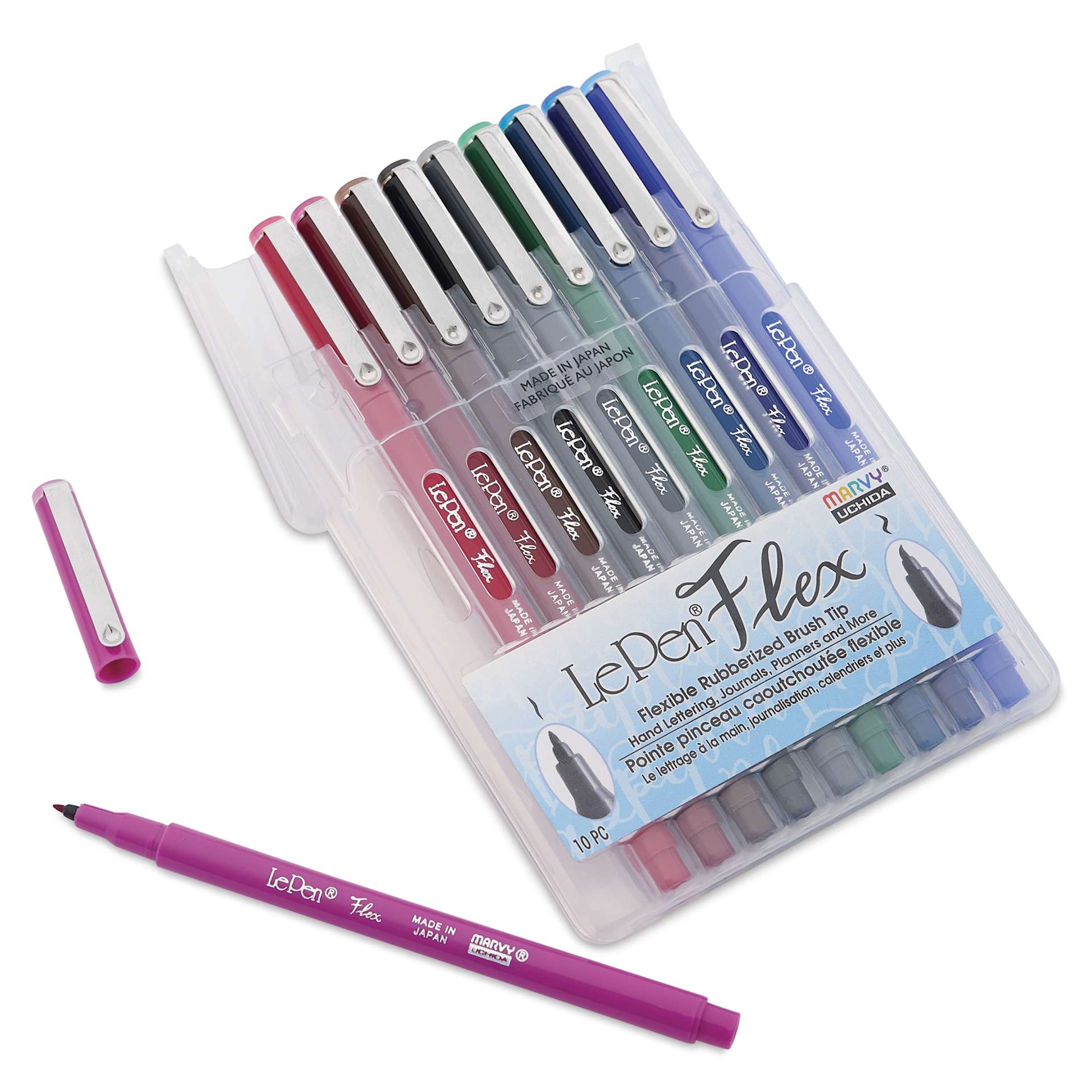 Marvy Uchida LePen Flex Marker - Set of 10, Primary