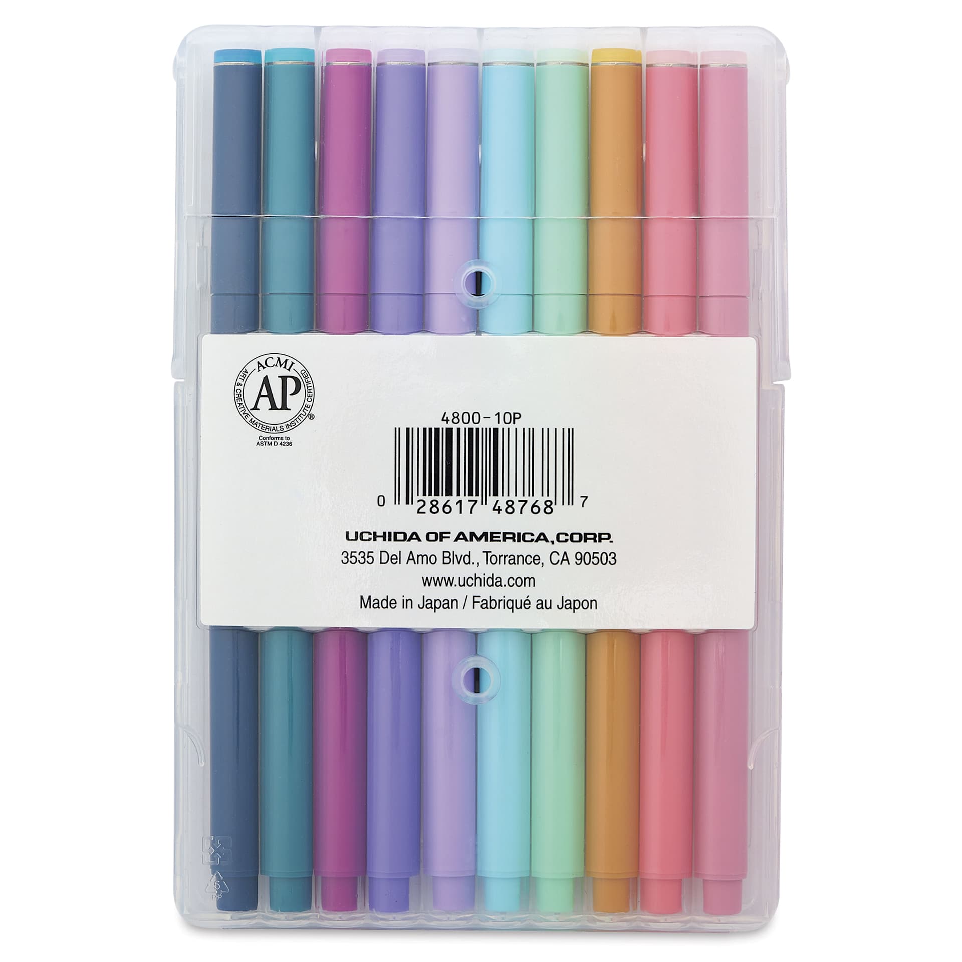 Marvy Uchida LePen Flex Marker - Set of 10, Pastel, back of the packaging