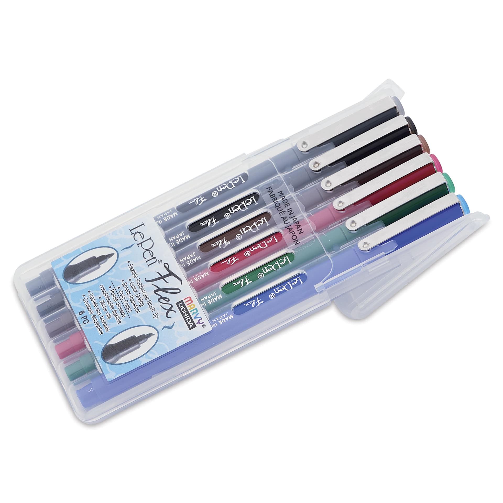 Marvy Uchida LePen Flex Marker - Set of 6, Primary