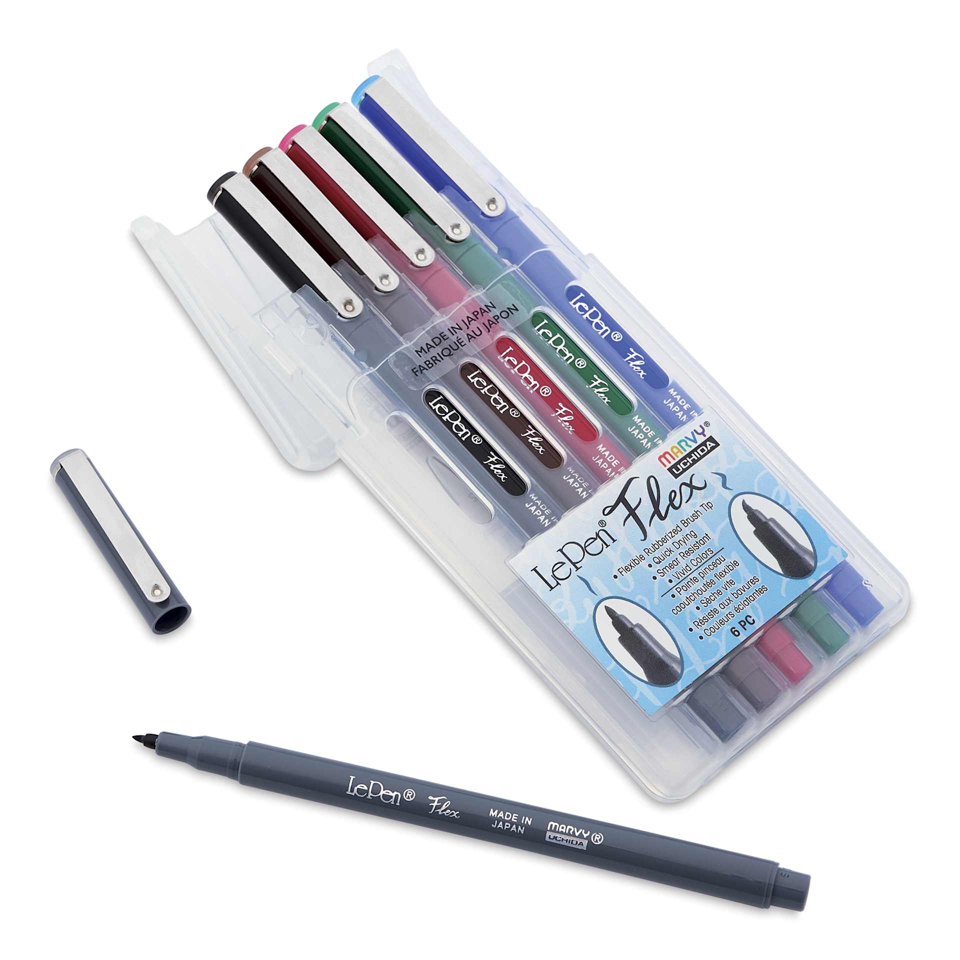 Marvy Uchida LePen Flex Marker - Set of 6, Primary