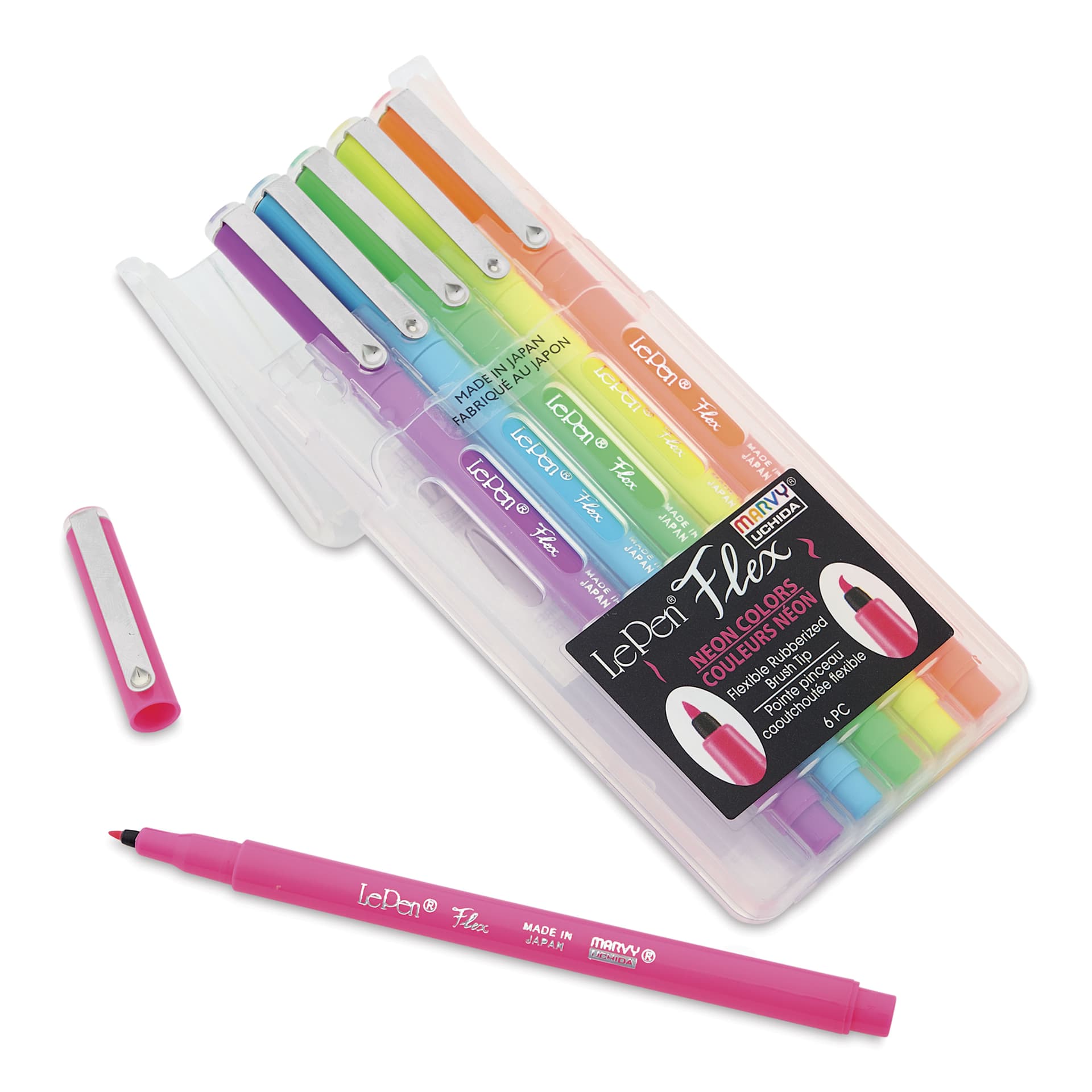 Marvy Uchida LePen Flex Marker - Set of 6, Neon