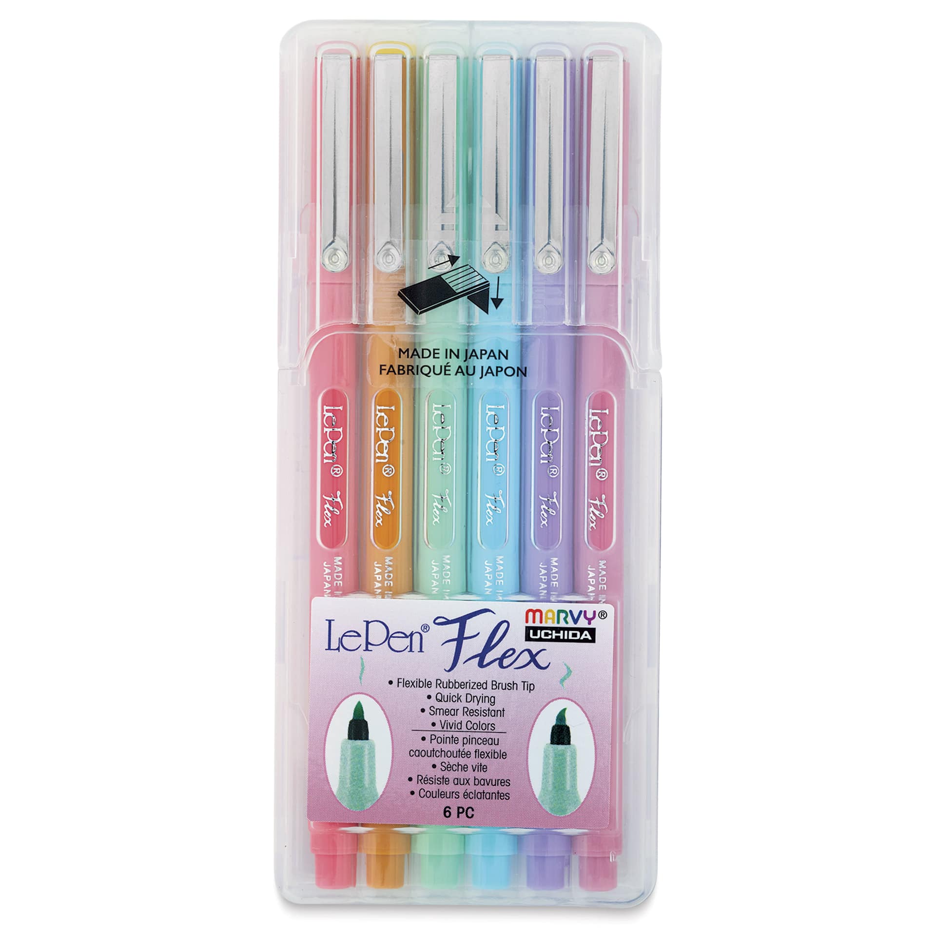 Marvy Uchida LePen Flex Markers - Pastels, Set of 6