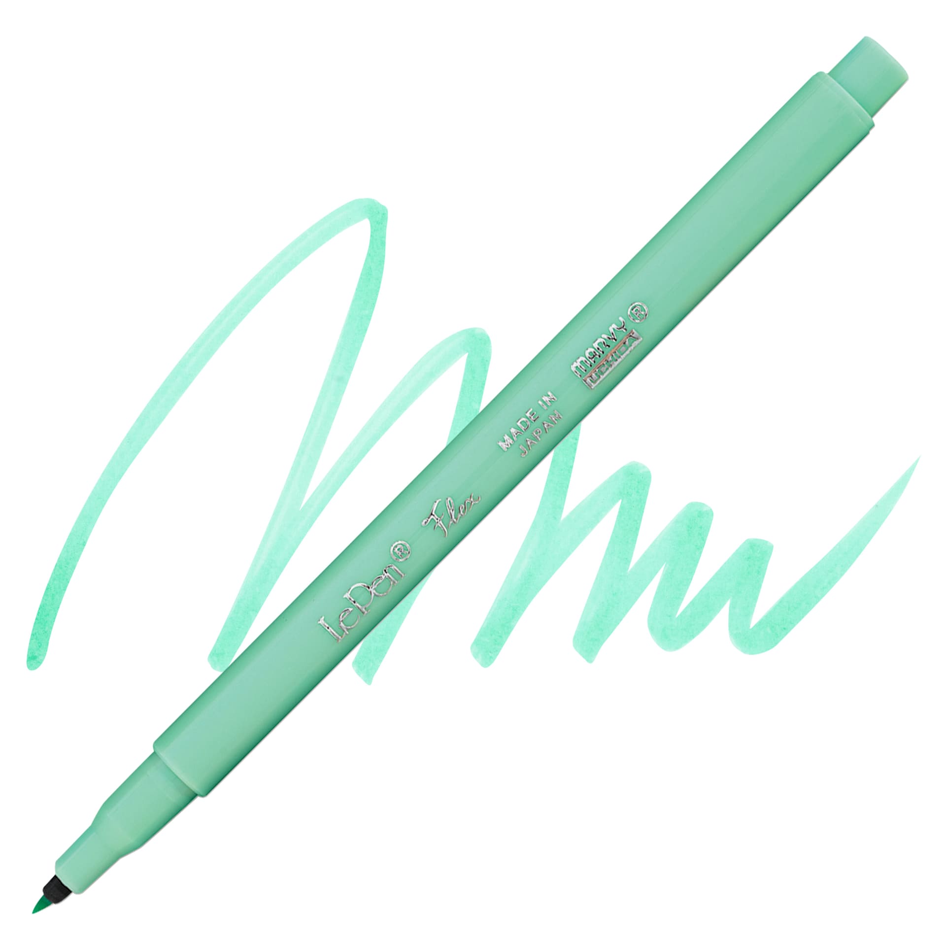 Marvy Uchida LePen Flex Marker - Peppermint, swatch and marker