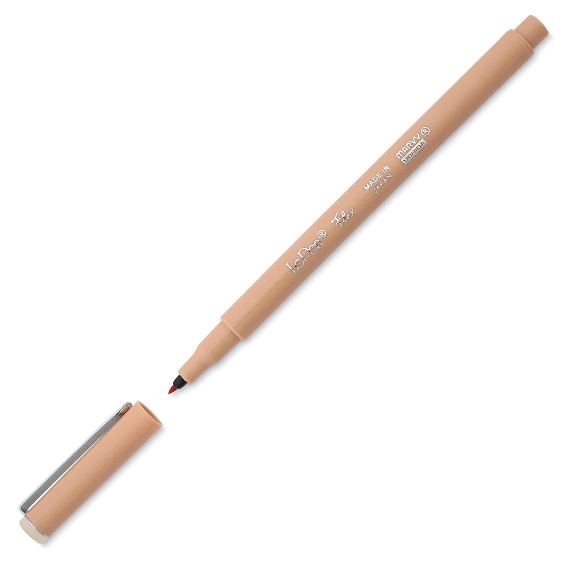 Marvy Uchida LePen Flex Marker - Coral Peach, cap and marker