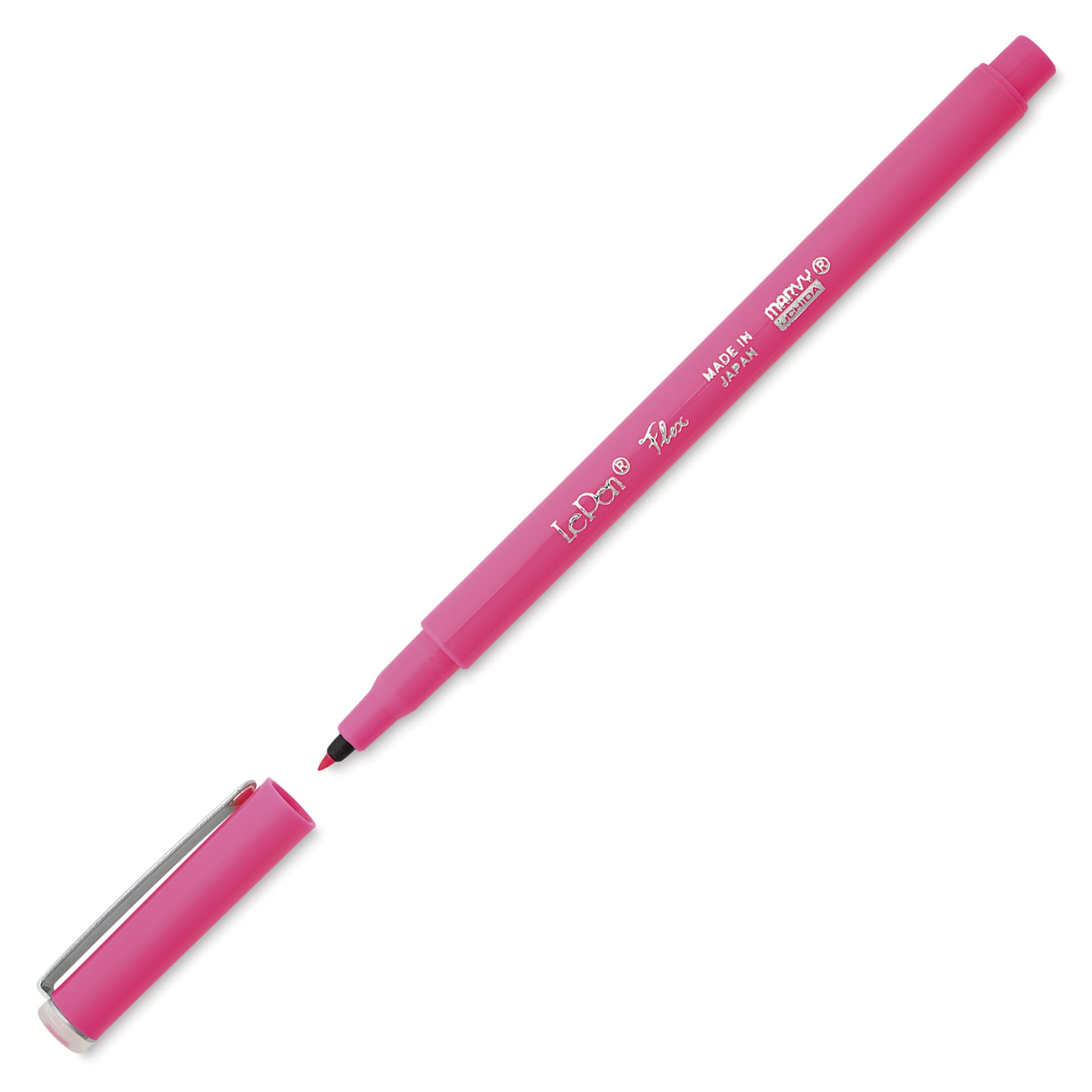 Marvy Uchida LePen Flex Marker - Fluorescent Pink, cap and marker