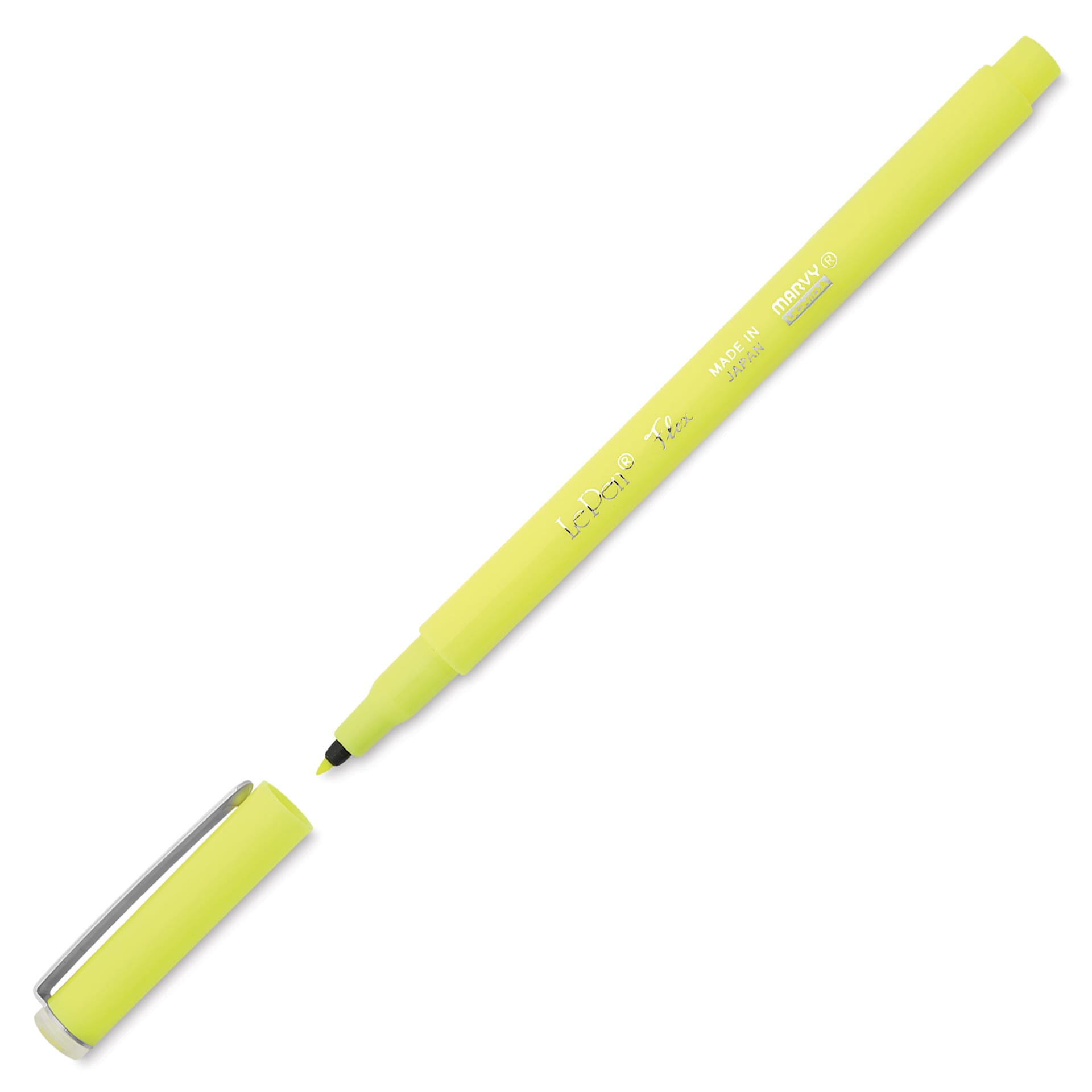 Marvy Uchida LePen Flex Marker - Fluorescent Yellow, cap and marker