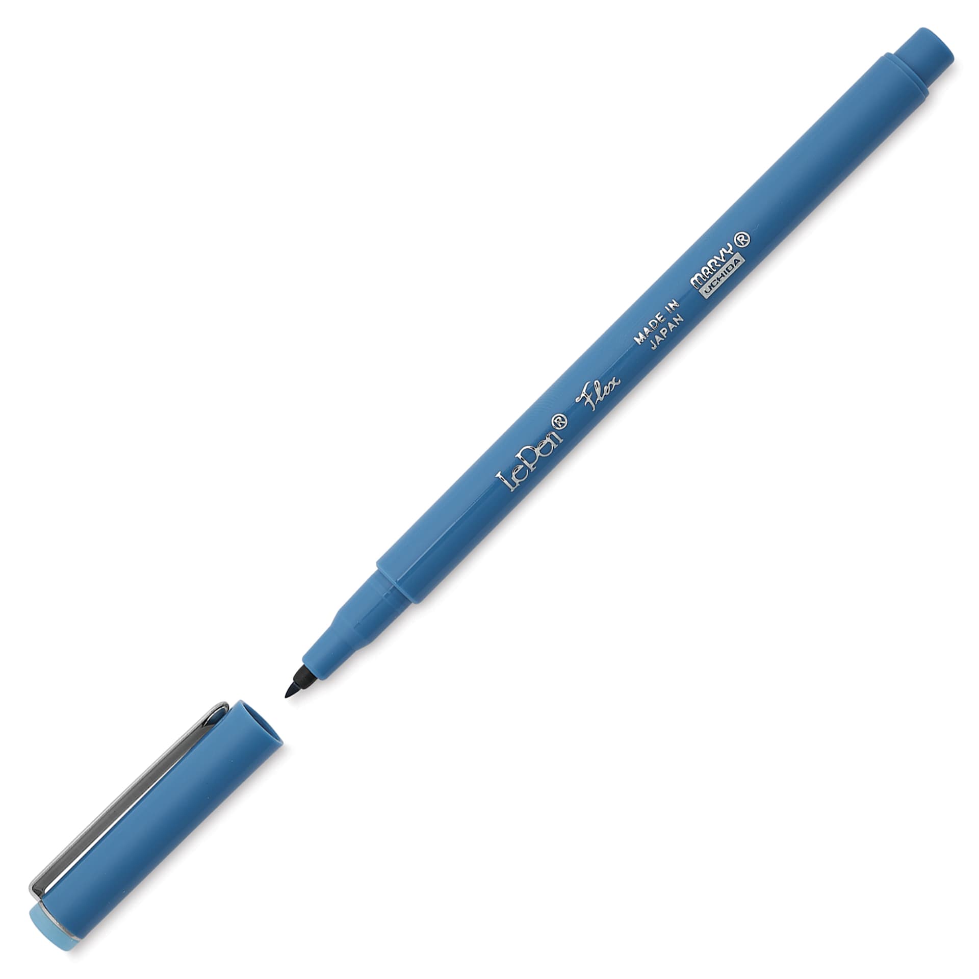 Marvy Uchida LePen Flex Marker - Steel Blue, cap and marker
